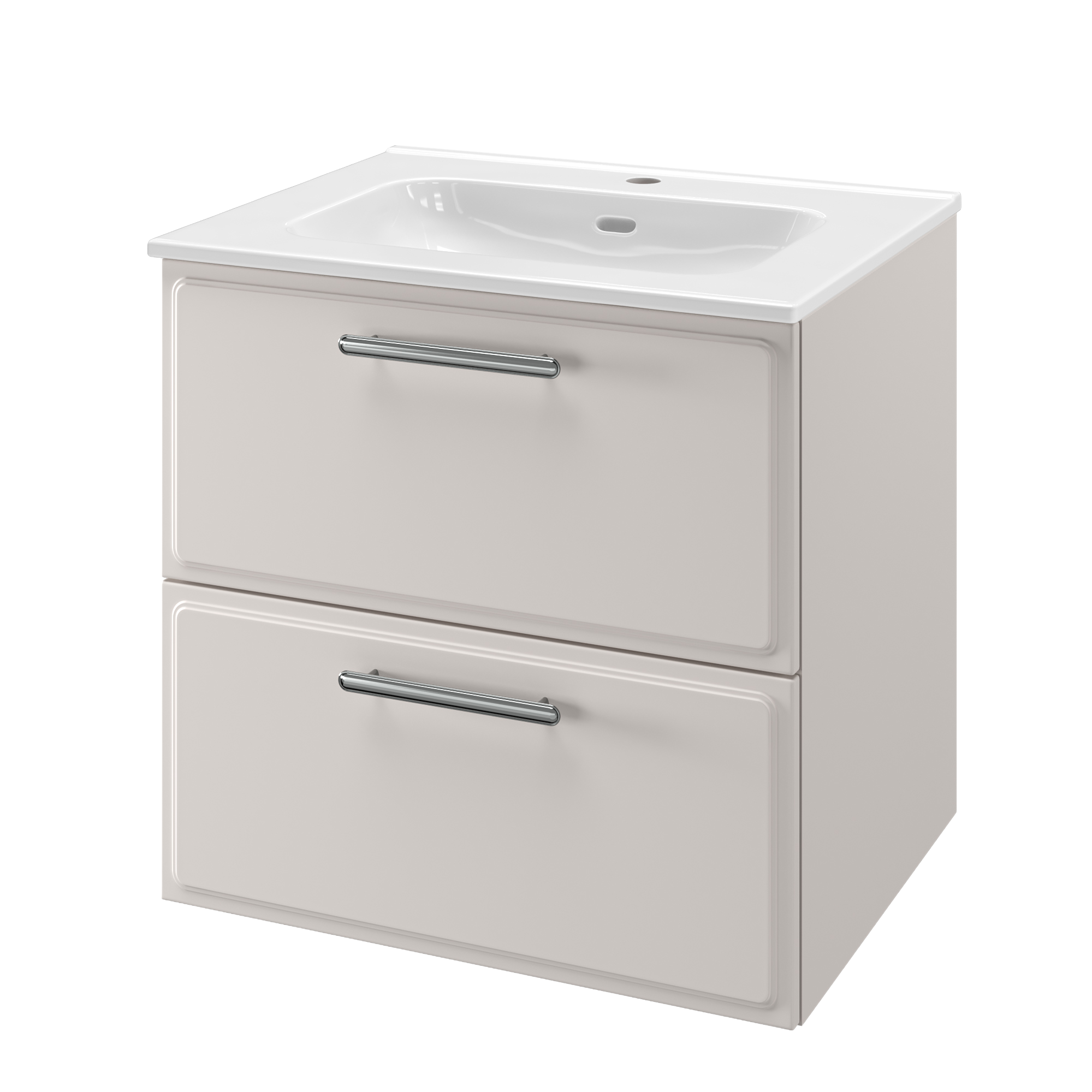Zestaw szafka pod umywalkę z umywalką Pearl 2 szuflady 60 cm biała Sensea