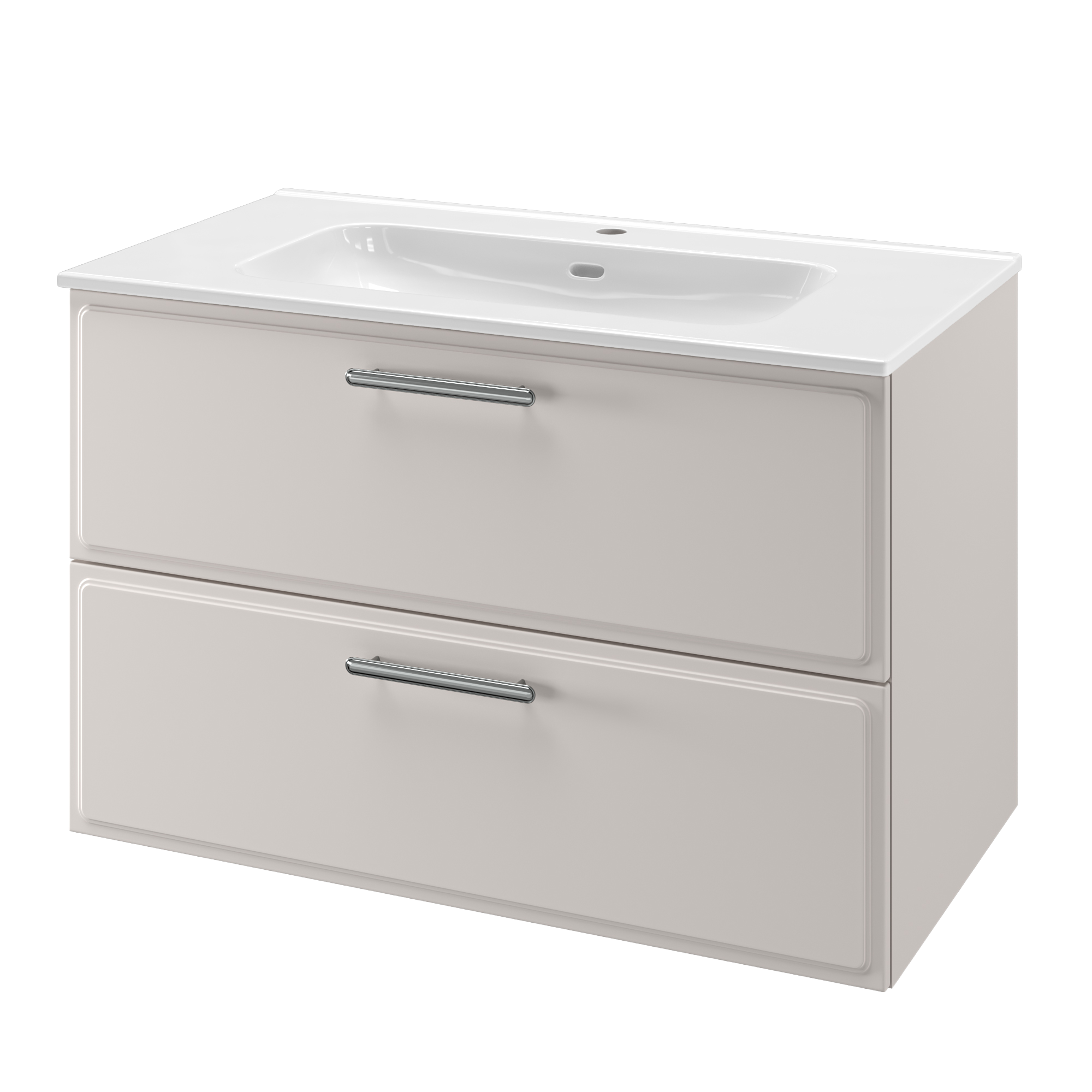 Zestaw szafka pod umywalkę z umywalką Pearl 2 szuflady 90 cm biała Sensea