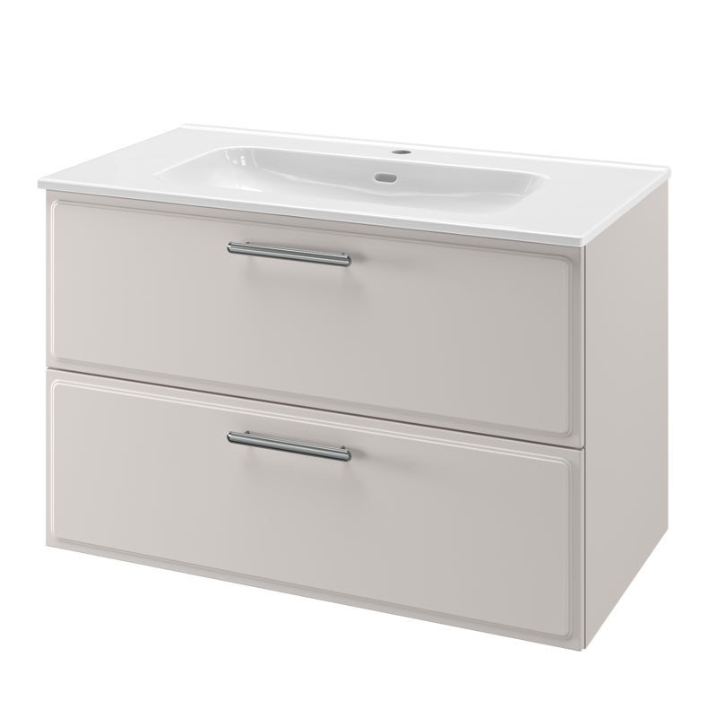 Zestaw szafka pod umywalkę z umywalką Pearl 2 szuflady 90 cm biała Sensea