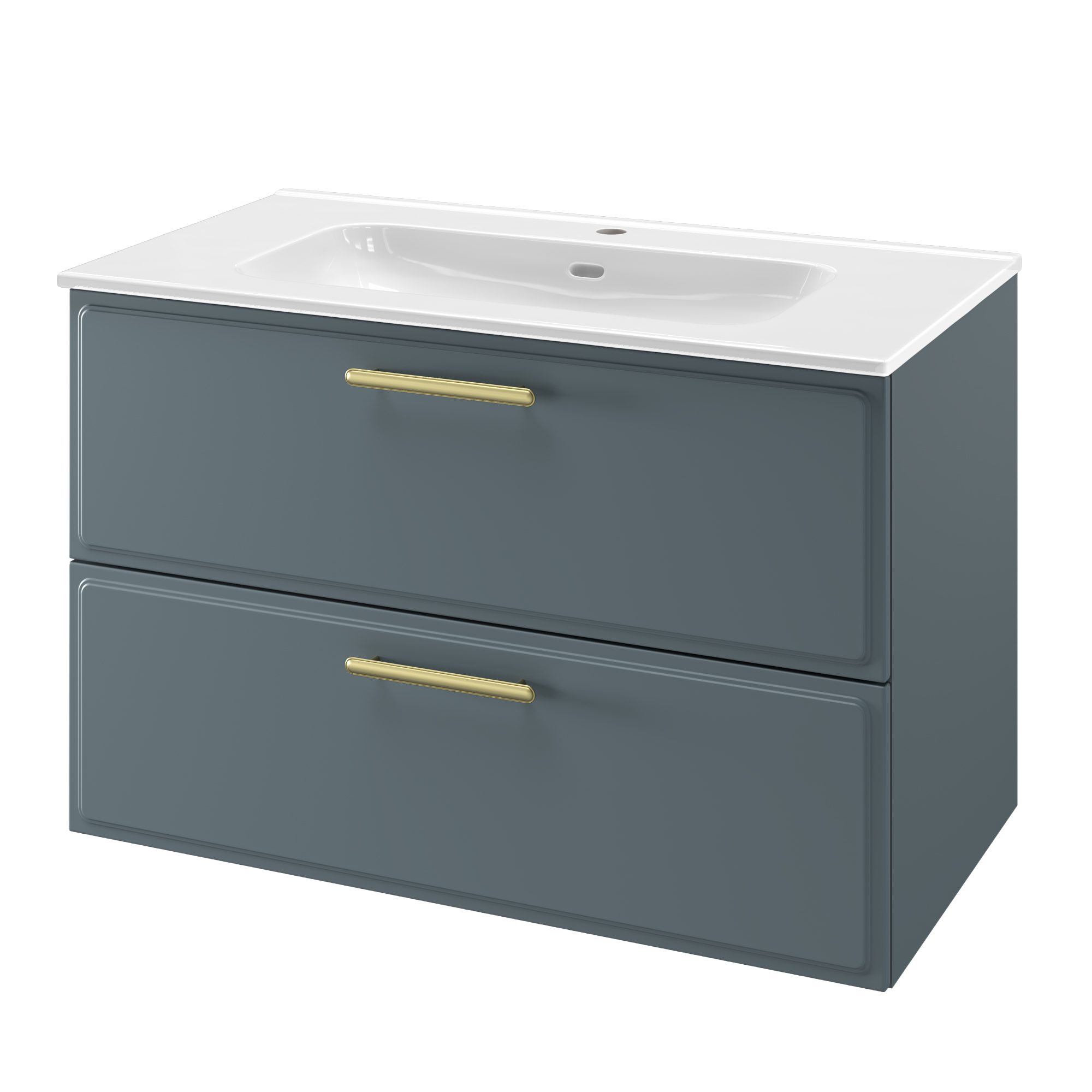 Zestaw szafka pod umywalkę z umywalką Pearl 2 szuflady 90 cm zielony Sensea