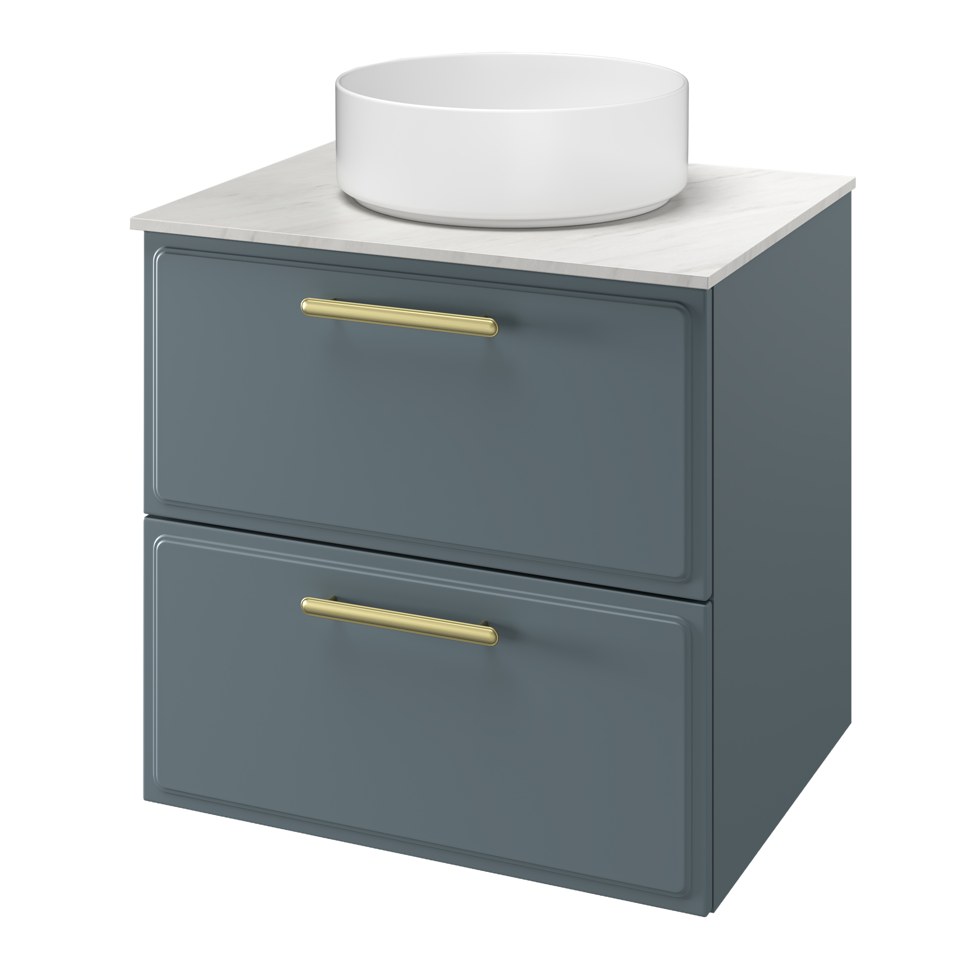 Zestaw szafka pod umywalkę z umywalką nablatową Pearl 2 szuflady 60 cm zielony Sensea