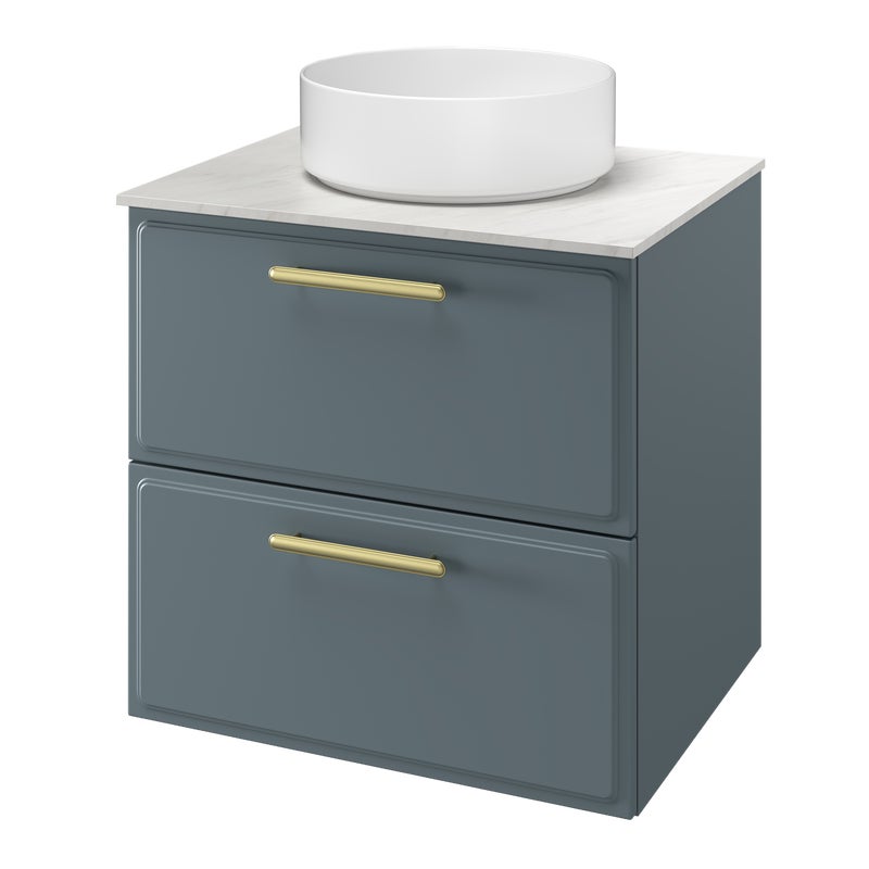 Zestaw szafka pod umywalkę z umywalką nablatową Pearl 2 szuflady 60 cm zielony Sensea