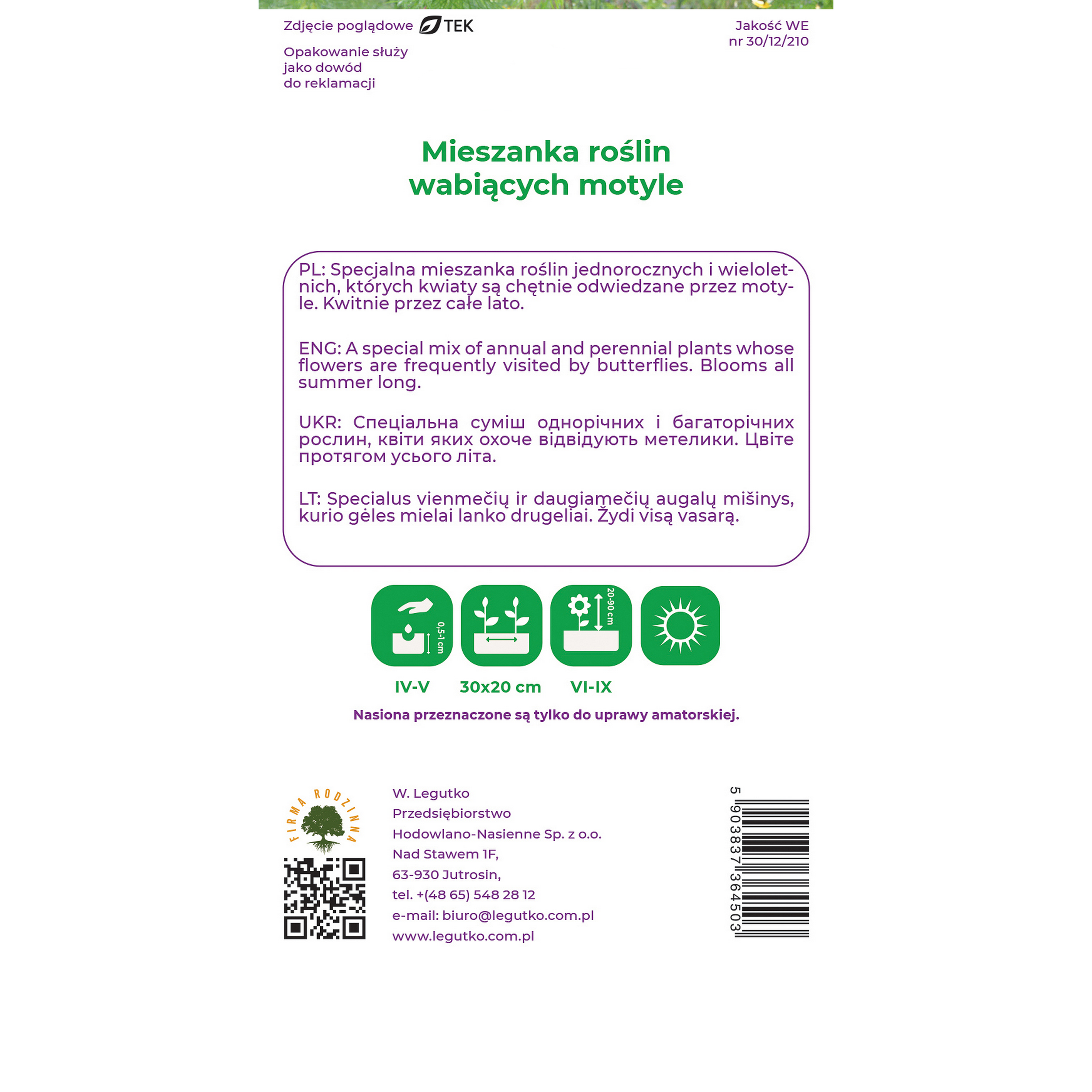 Mieszanka roślin wabiących motyle nasiona kwiatów W.Legutko