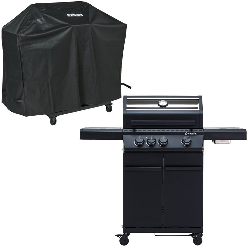 Grill gazowy 13,5kW Hudson II 3+1 palniki + pokrowiec czarny Naterial