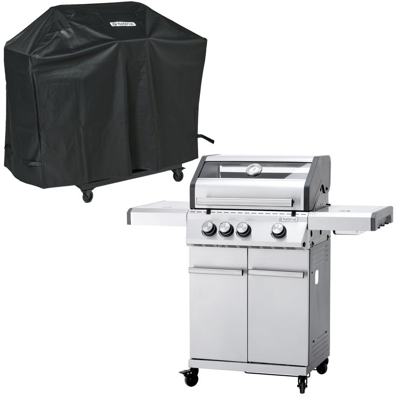 Grill gazowy 13,5kW Hudson II 3+1 palniki + pokrowiec czarny Naterial