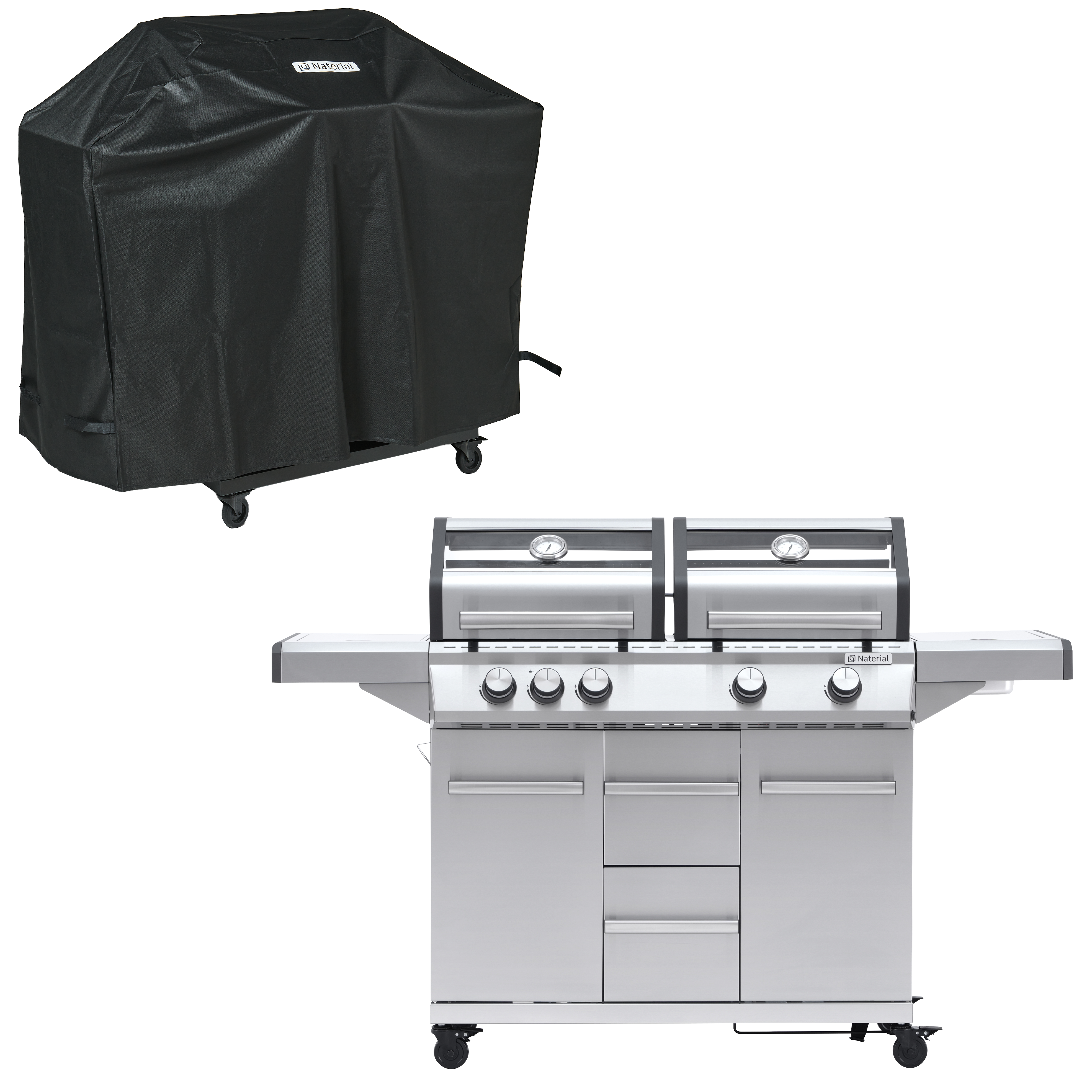 Grill gazowy 17kW Hudson II 4+1 palniki + pokrowiec Naterial