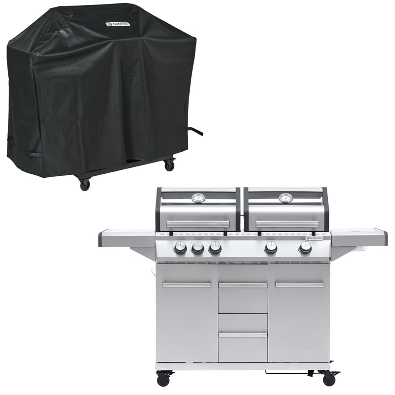 Grill gazowy 17kW Hudson II 4+1 palniki + pokrowiec Naterial