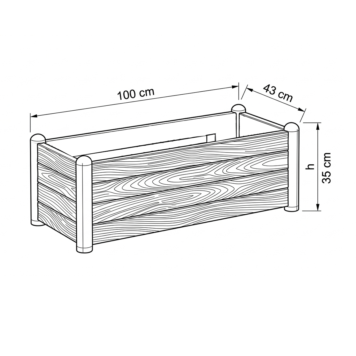 Fioriera Italia STEFANPLAST in polipropilene antracite H 35 x L 100 x P 43 cm - 5
