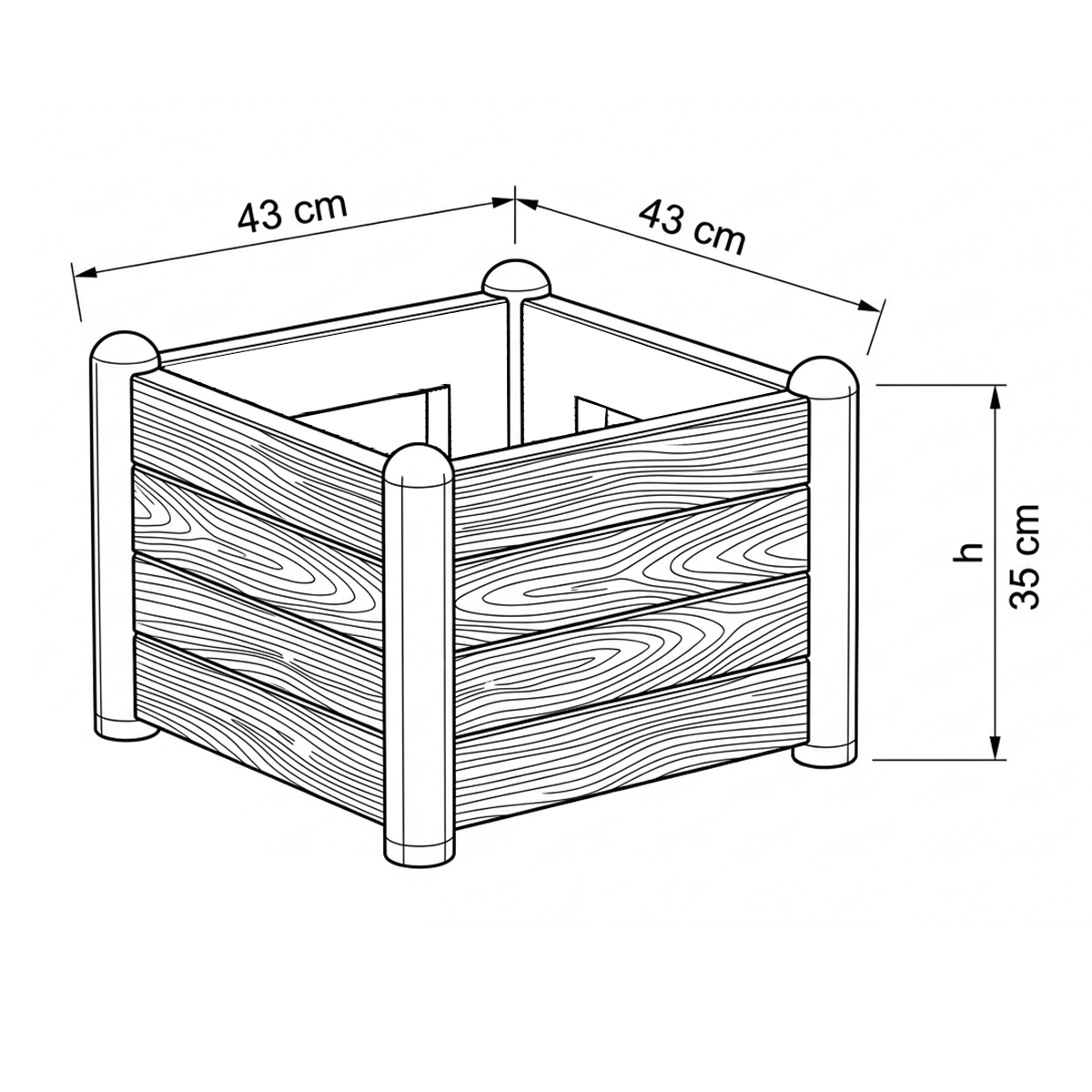 Fioriera Italia Quadra STEFANPLAST in polipropilene antracite H 35 x L 43 cm - 6