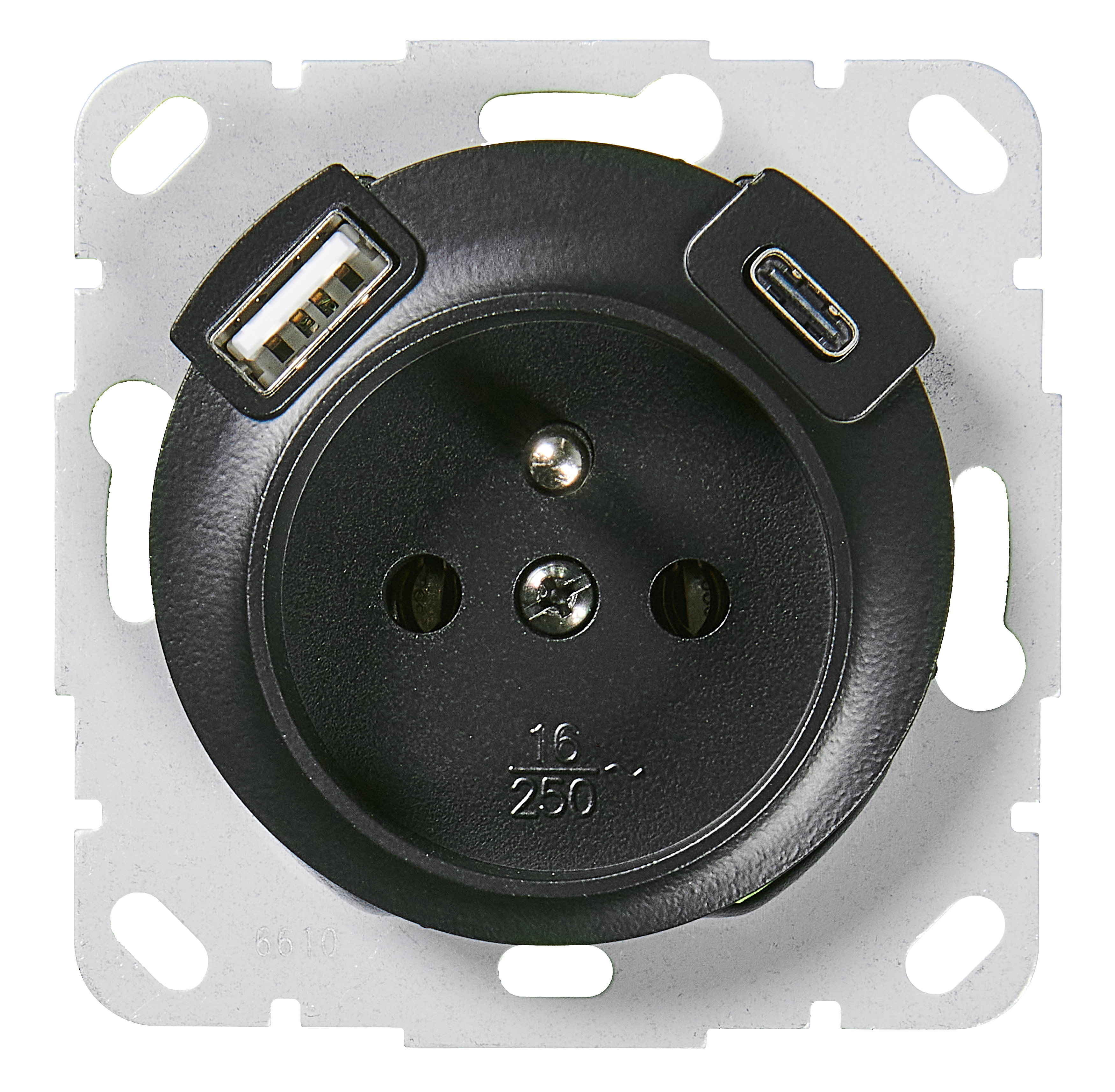 Gniazdo elektryczne z portem USB Ardea Czarny LEXMAN