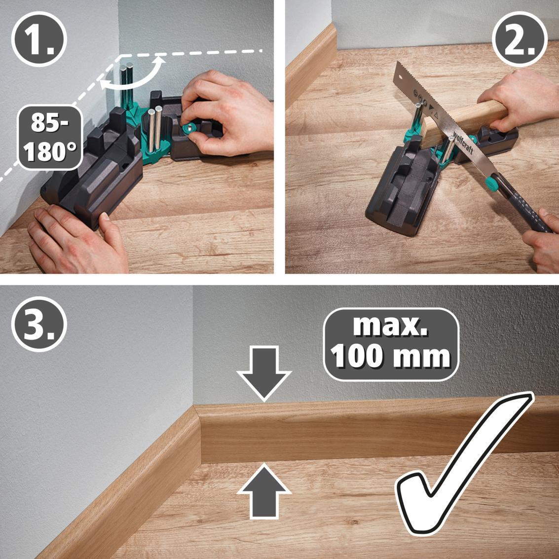 Fausse équerre et boite à onglets pour plinthes WOLFCRAFT, hauteur max 10 cm - 4