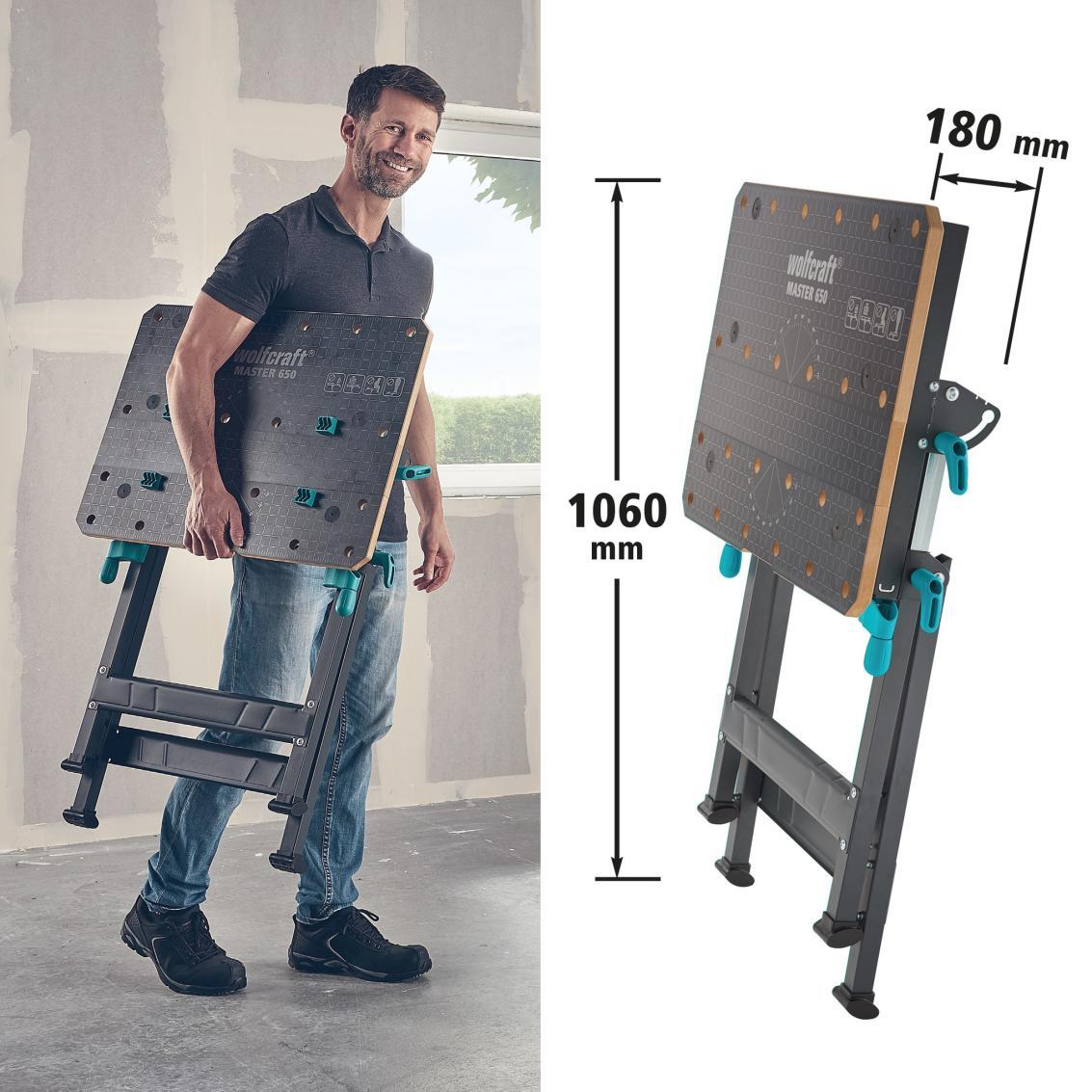 Etabli pliant de serrage Master 650 ERGO WOLFCRAFT, 65x49 cm - 7