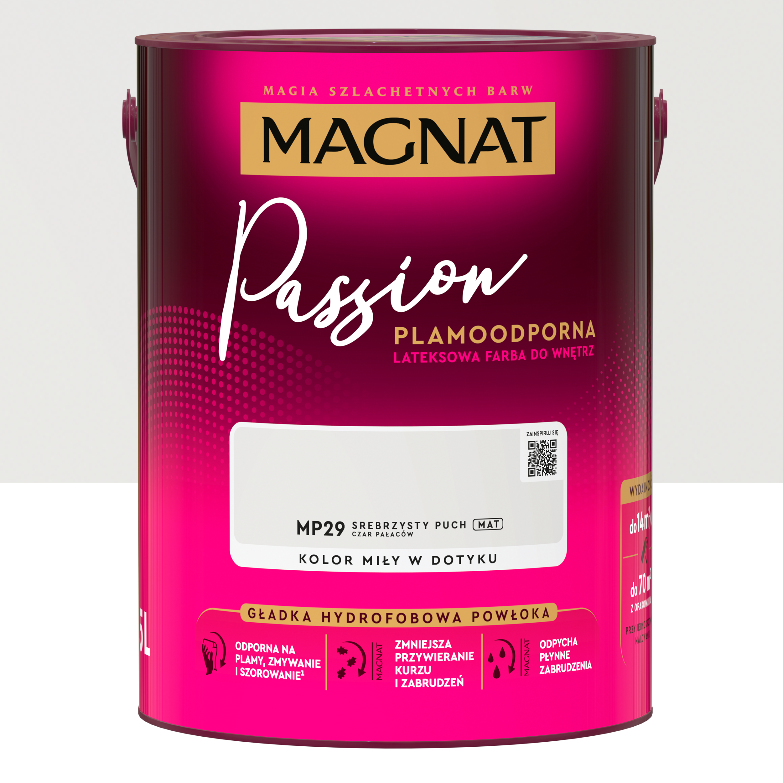 Farba Magnat Passion Srebrzysty Puch 5 l Plamoodporna do wnętrz lateksowa