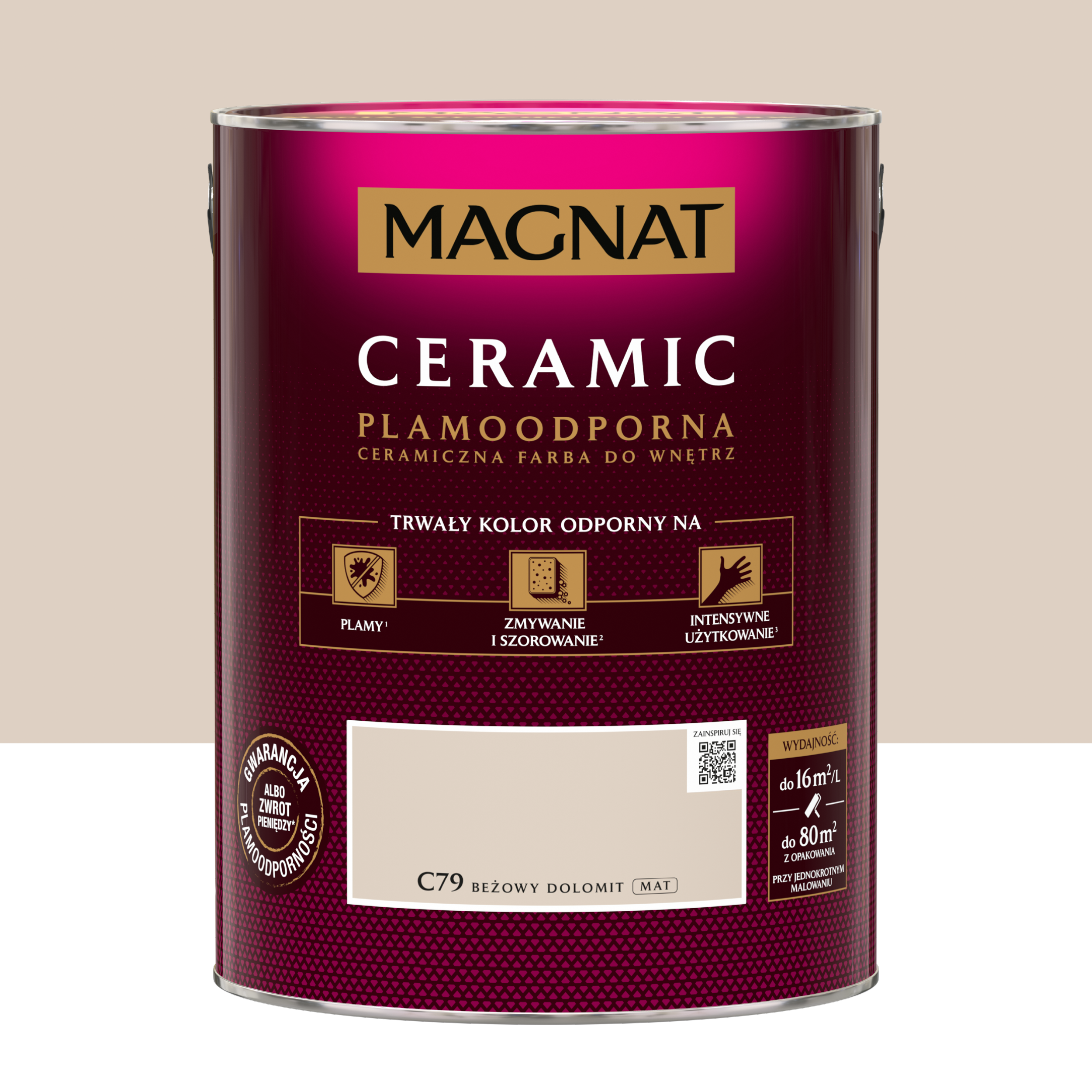 Farba Magnat Ceramic Beżowy dolomit 5 l Plamoodporna do wnętrz