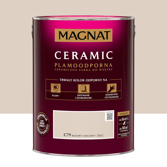Farba Magnat Ceramic Beżowy dolomit 5 l Plamoodporna do wnętrz 
