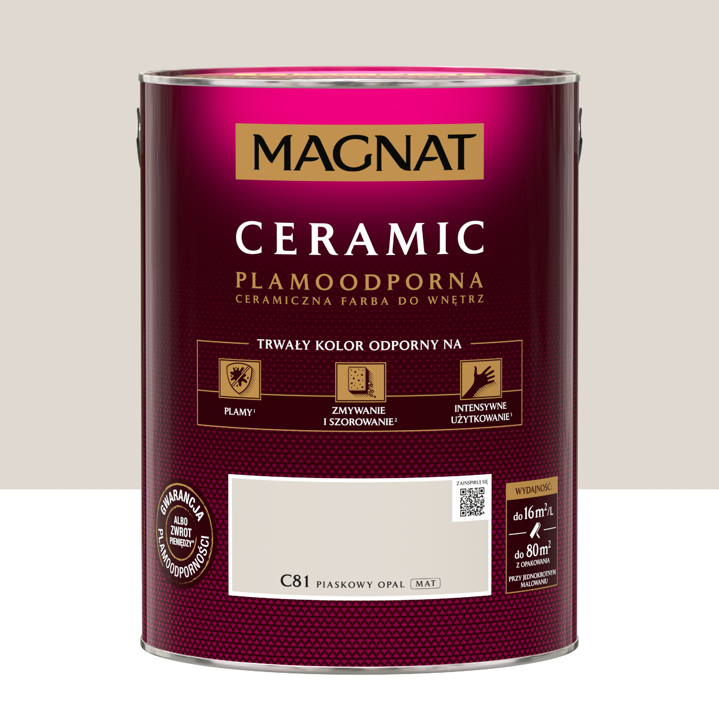 Farba Magnat Ceramic Piaskowy opal 5 l Plamoodporna do wnętrz