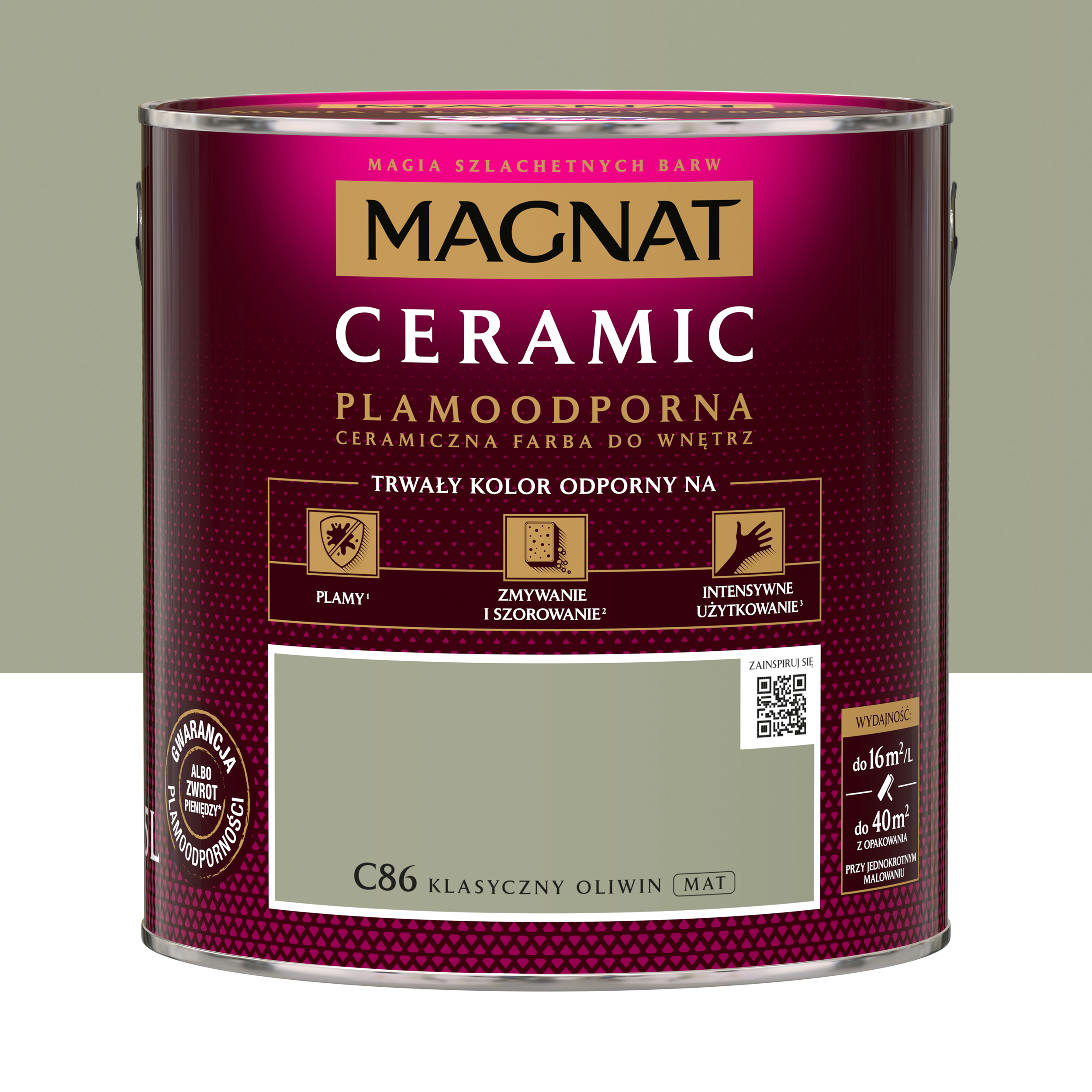 Farba Magnat Ceramic Klasyczny oliwin 2.5 l Plamoodporna do wnętrz