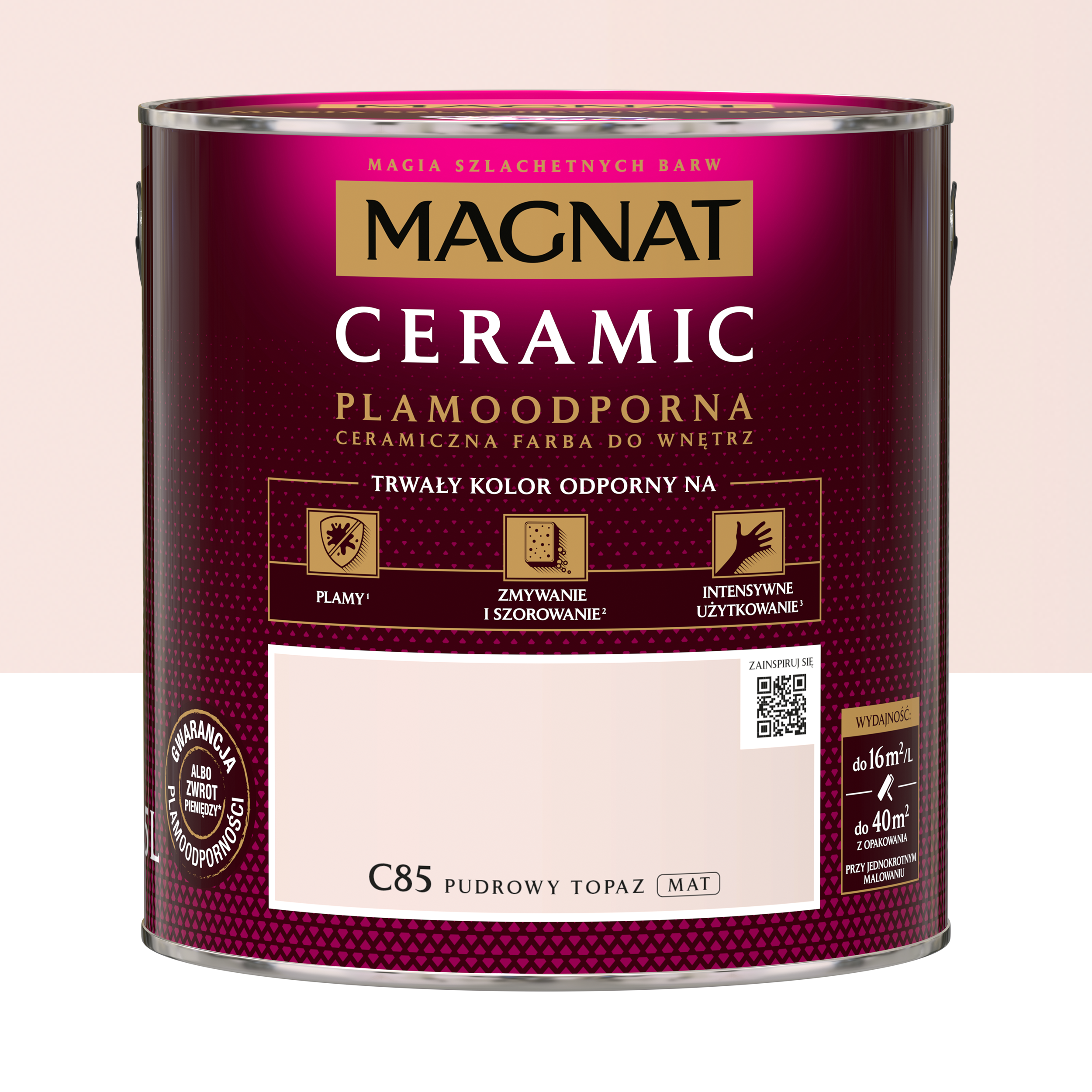 Farba Magnat Ceramic Pudrowy topaz 2.5 l Plamoodporna do wnętrz