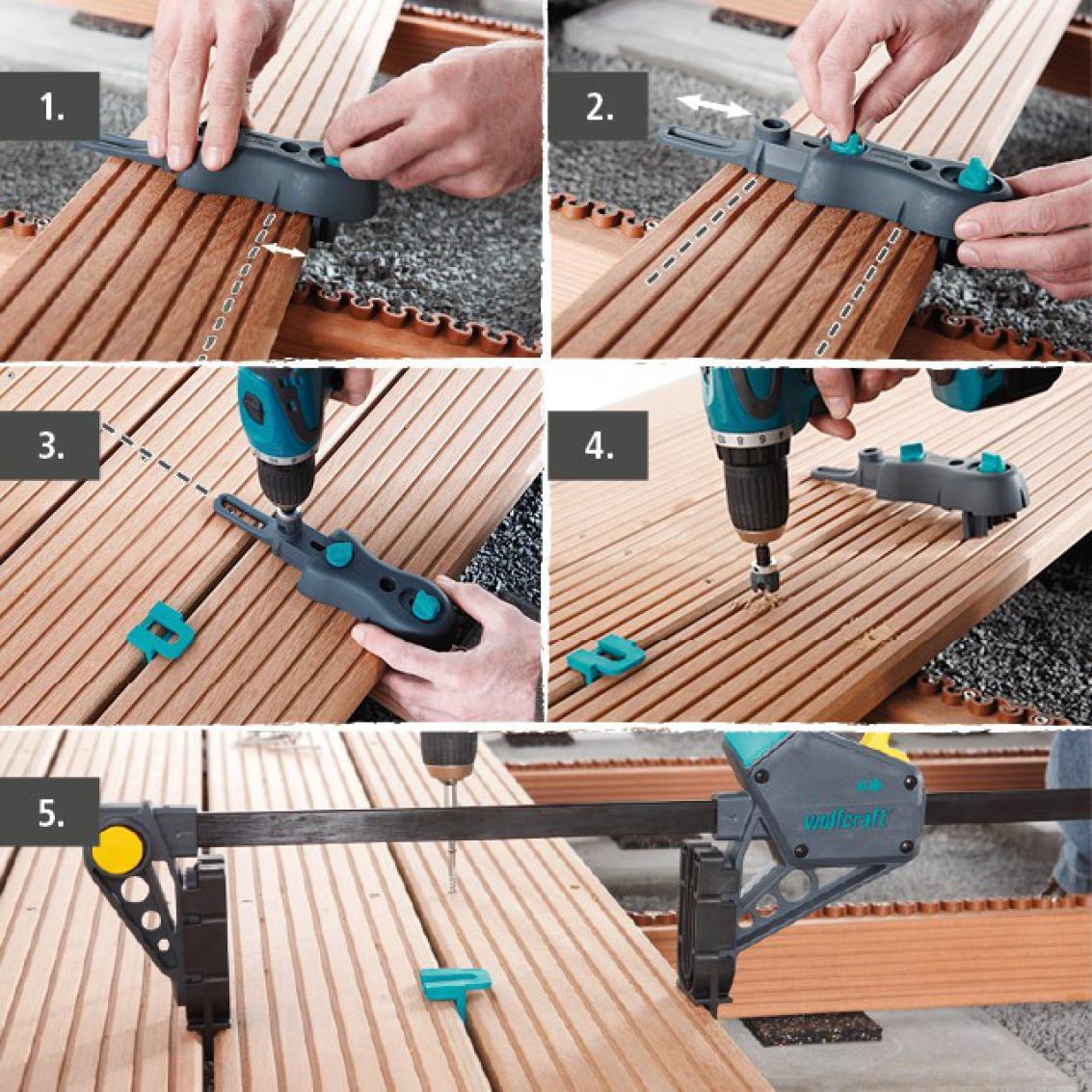 Kit de pose de lames de terrasse en bois WOLFCRAFT - 3