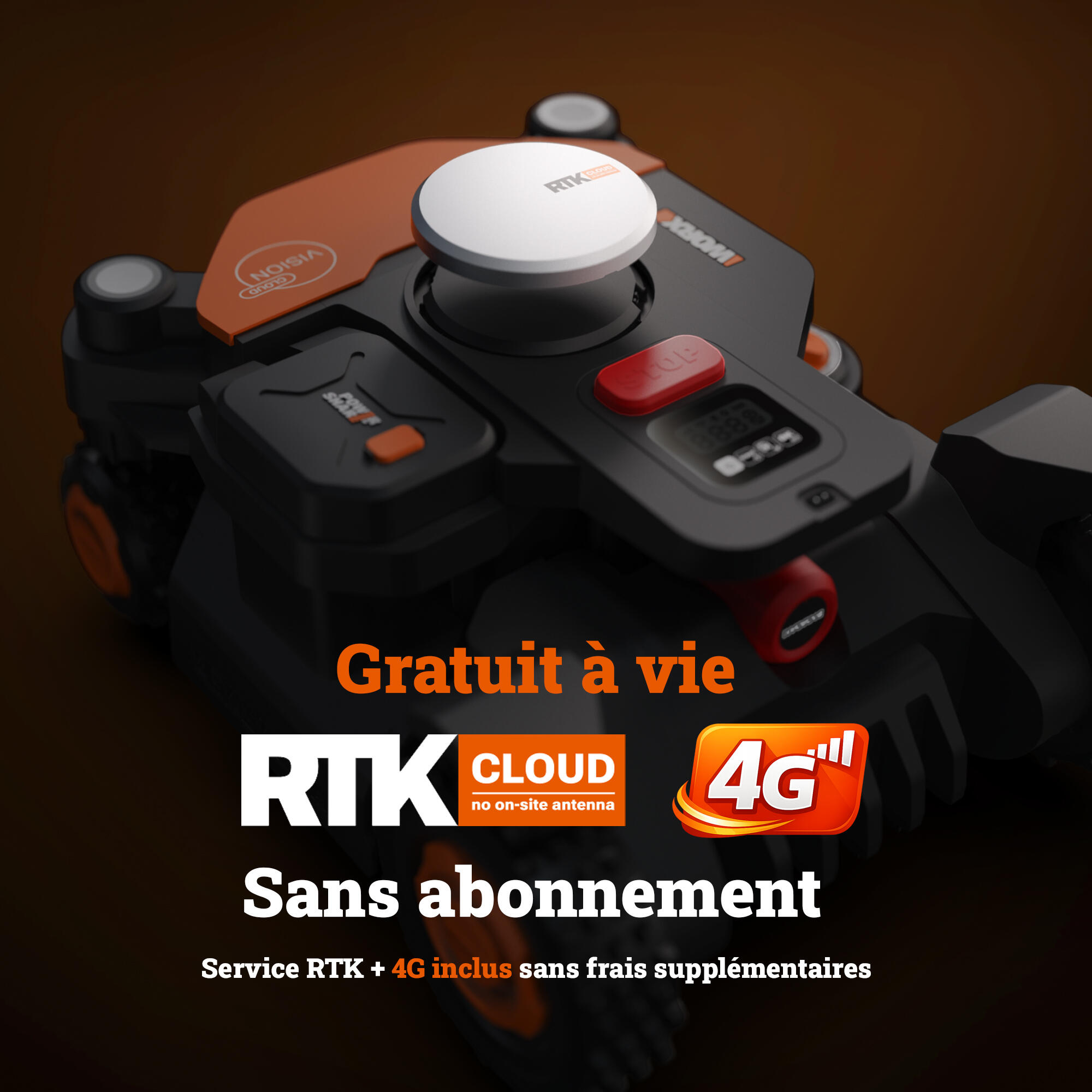 Robot tondeuse connecté WORX VISION CLOUD 4WD - Jusqu'à 4000m² - WR344E - 4