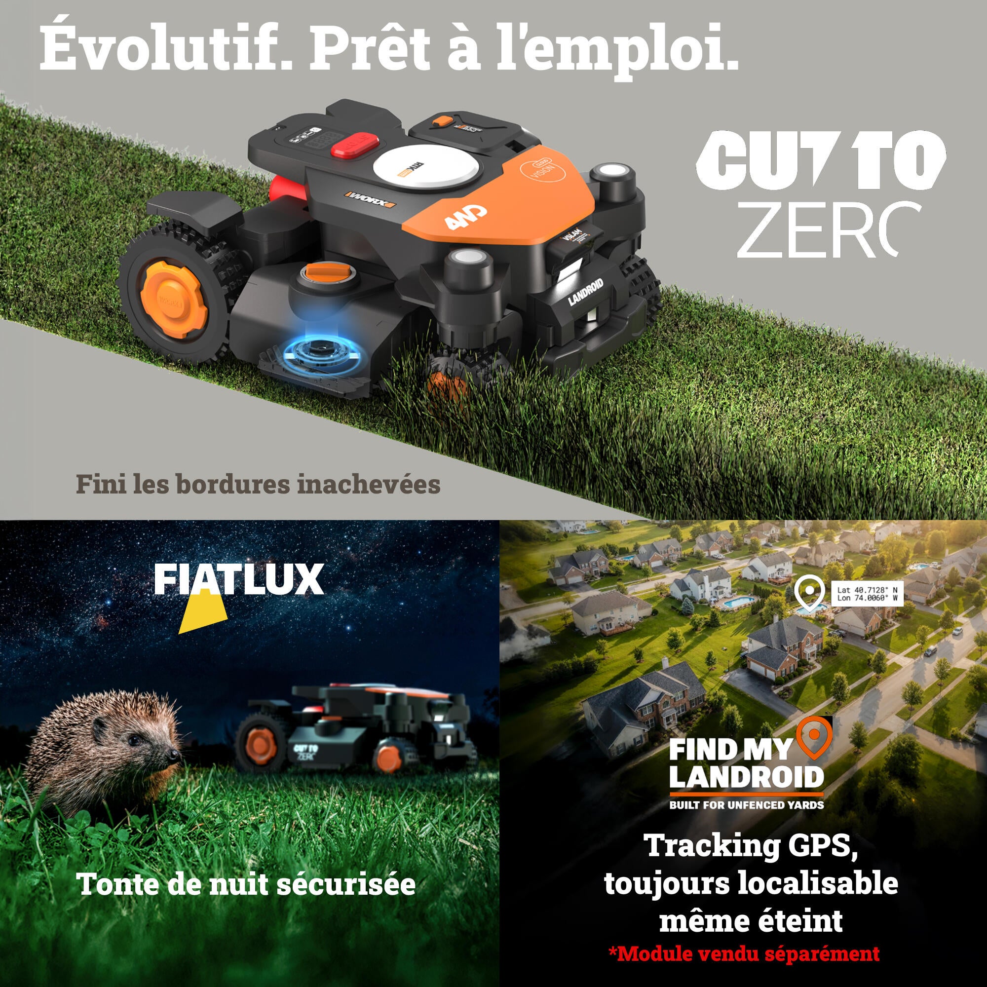 Robot tondeuse connecté WORX VISION CLOUD 4WD - Jusqu'à 4000m² - WR344E - 6