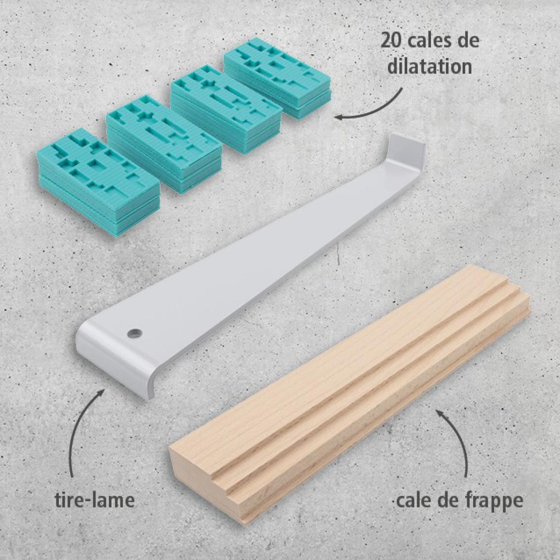 Kit de pose pour sols stratifiés WOLFCRAFT avec cale de frappe et tire lame - 2