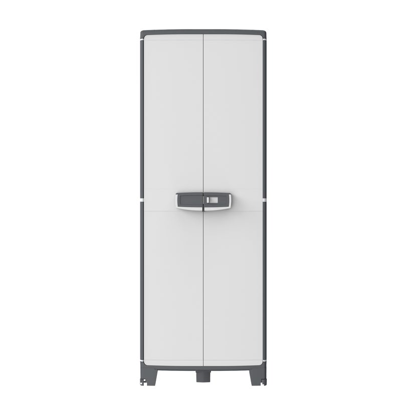 SPACEO Armadio alto Wendy in polipropilene, grigio e bianco L 65 x H 180 x P 39 cm, 2 ante