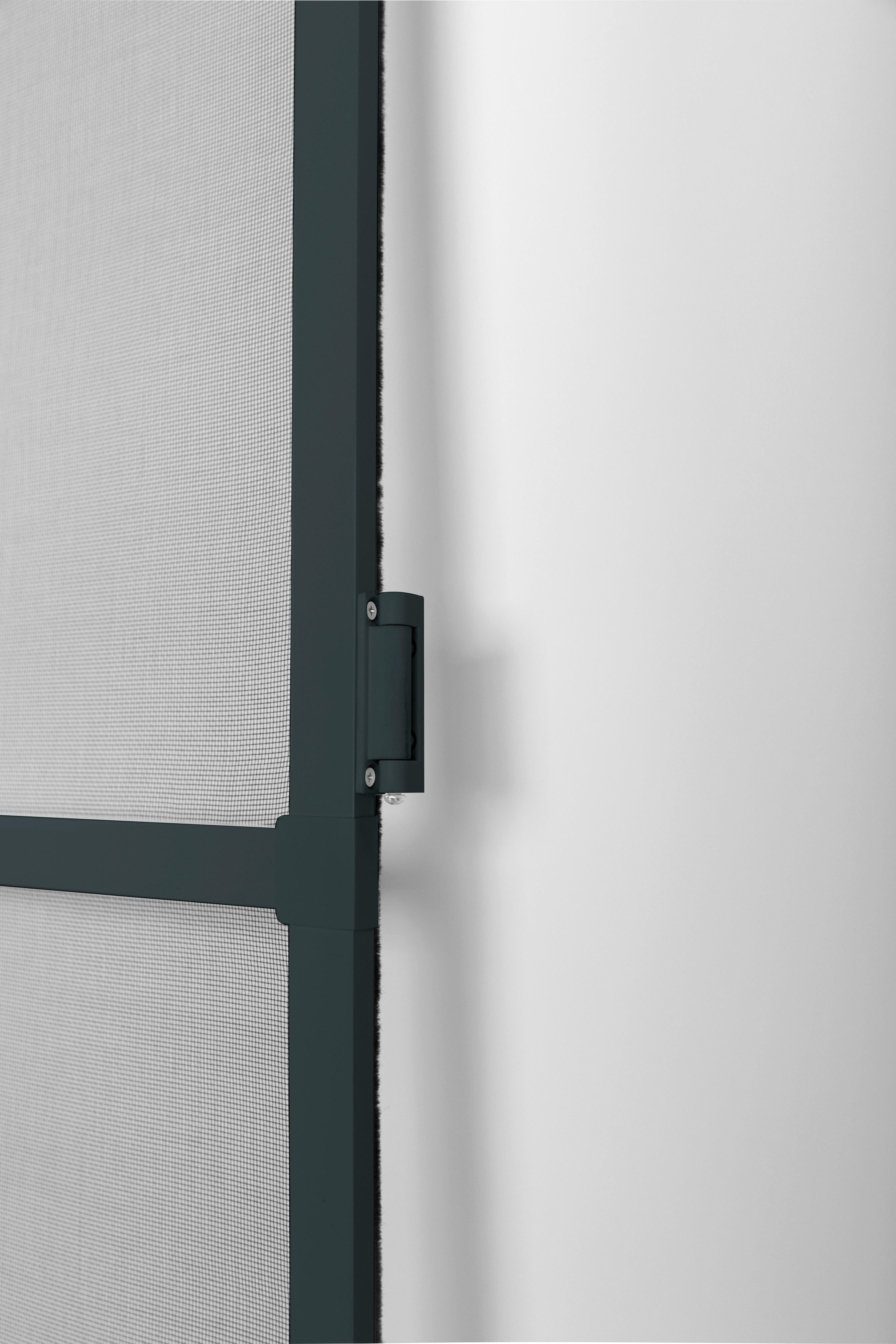 Mosquitera abatible 100x210cm 1 puerta alumino gris recortable tela fibra de vidrio gris - 7