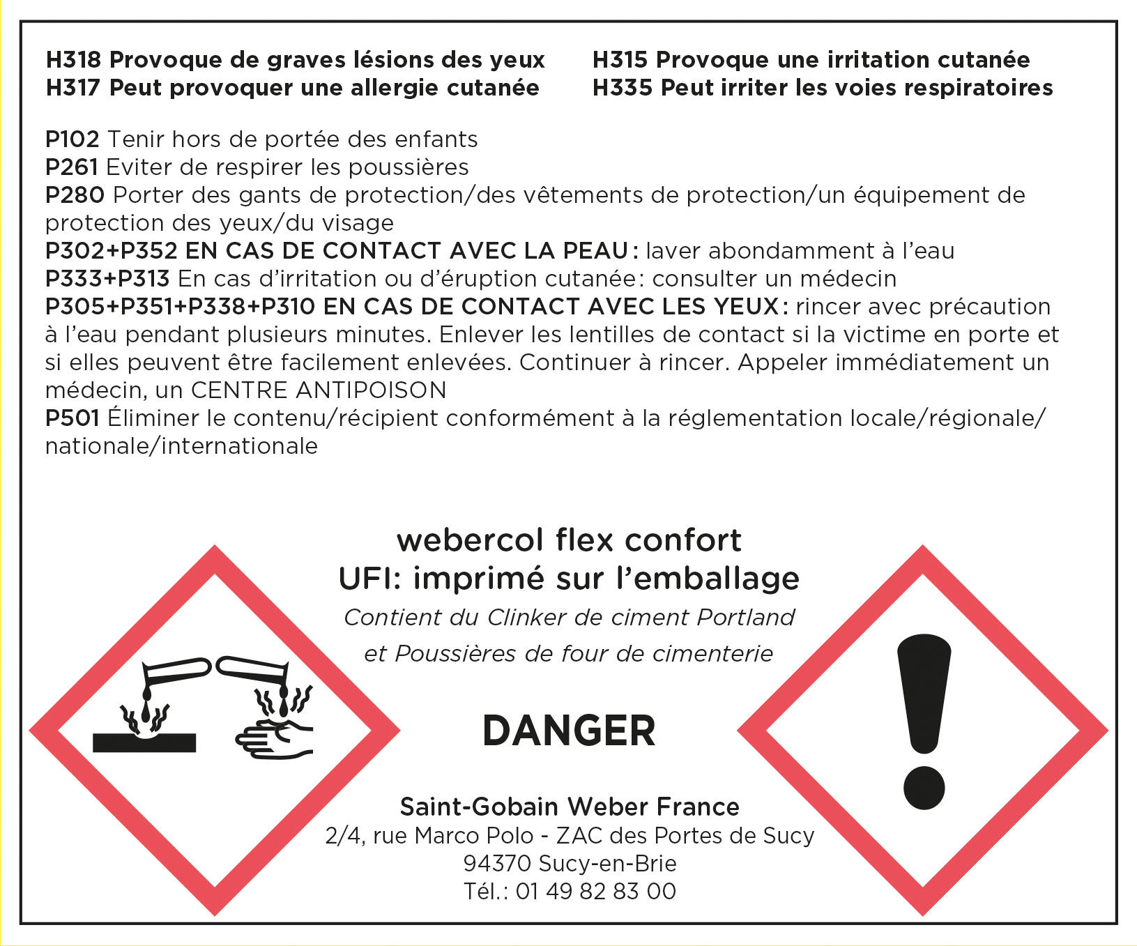 Colle carrelage en poudre gris C2S1G pour sol et mur intérieur & extérieur 15 kg - Webercol flex confort WEBER - 2