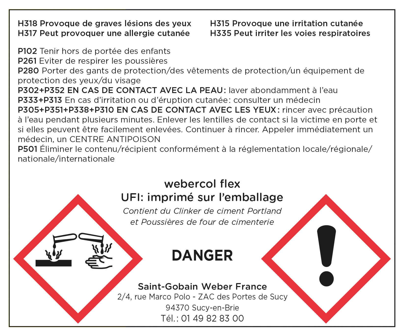 Colle carrelage en poudre gris C2S1ET pour sol et mur intérieur & extérieur 25 kg - Webercol flex WEBER - 2