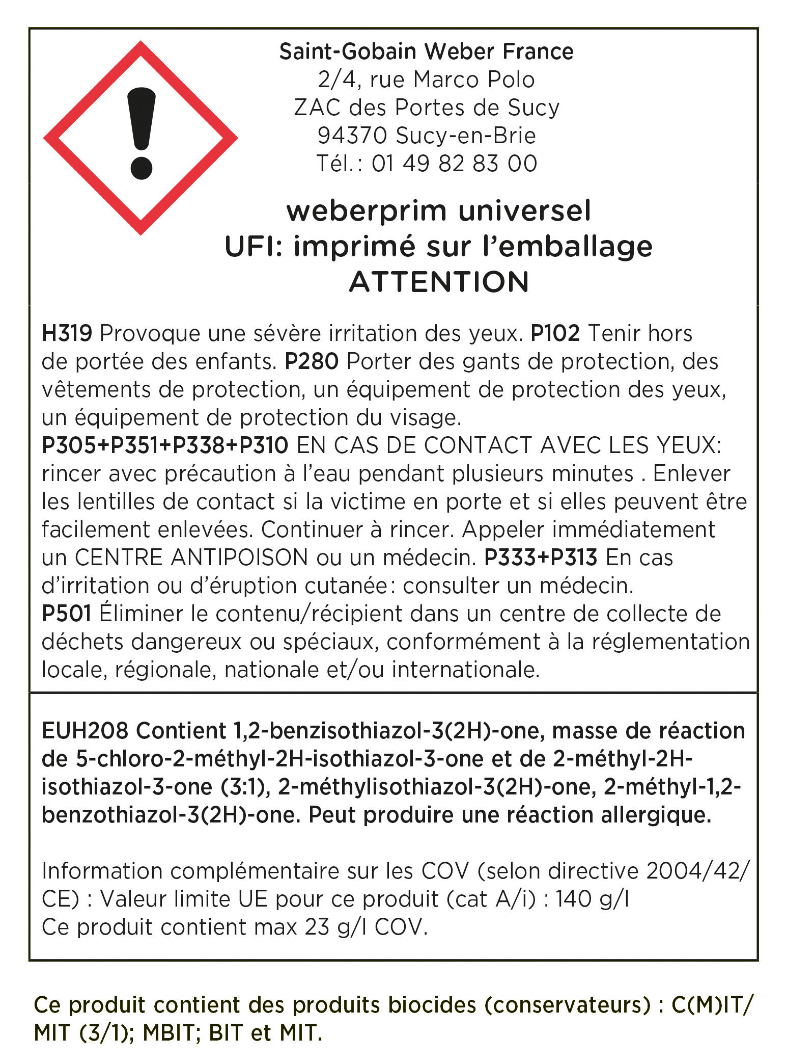 Primaire polyvalent Weberprim universel 1kg - WEBER - 2