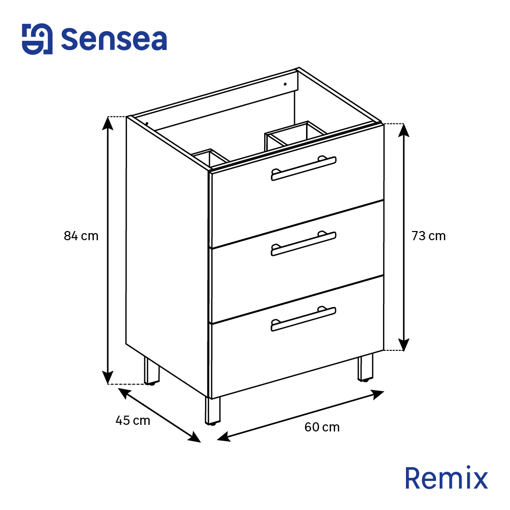 Mueble de baño con lavabo Remix2 roble gris 60x45 cm - 3