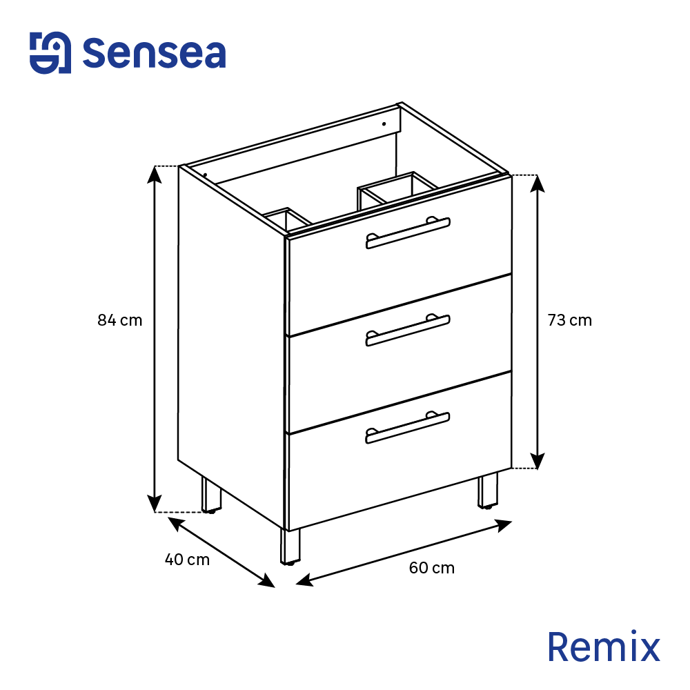 Mueble de baño Remix2 blanco 60x40 cm (lavabo no incluido) - 4