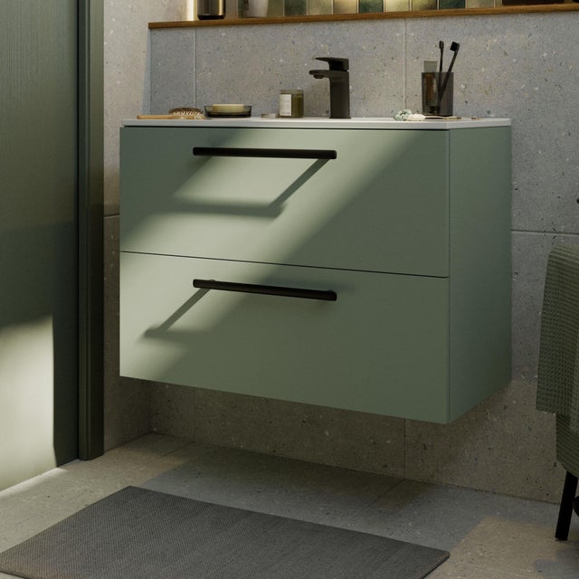 Mueble de baño con lavabo Remix2 verde 80x45 cm