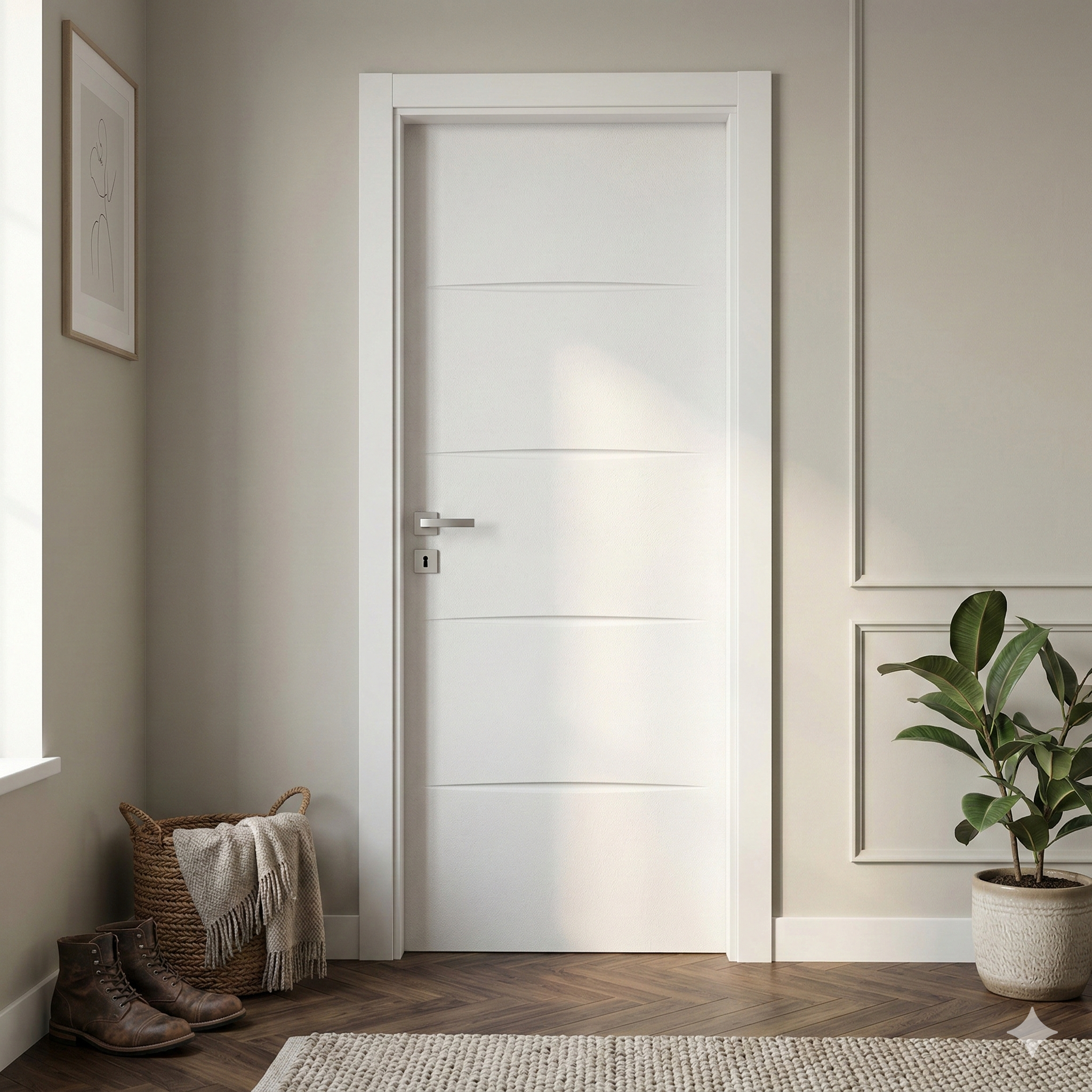 BLOCO DE PORTA LACADO BRANCO LU-5 200X70CM ESQUERDA - 3