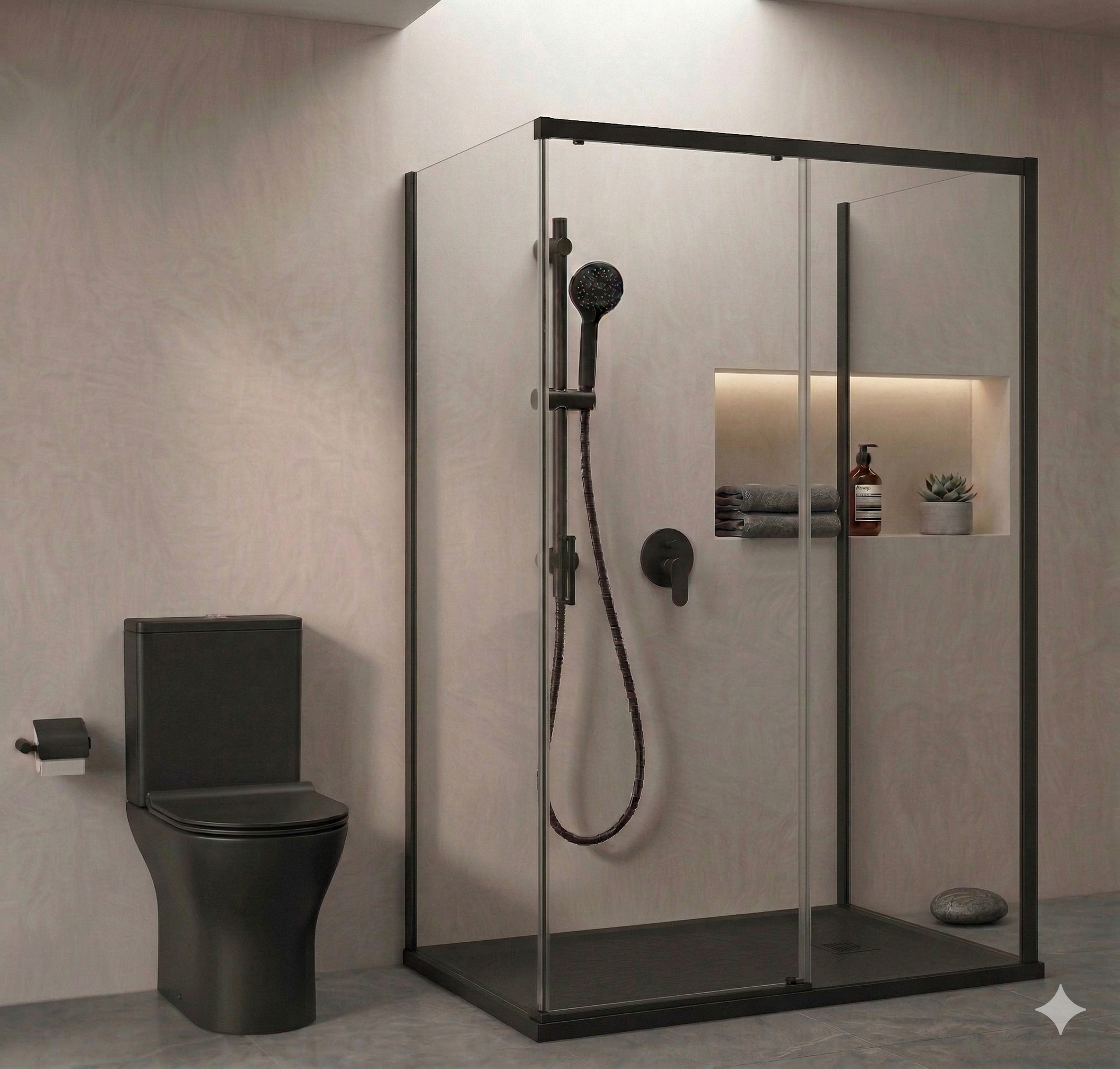 CONJUNTO DUCHA CON BARRA UNIVERSAL NEGRO - 2