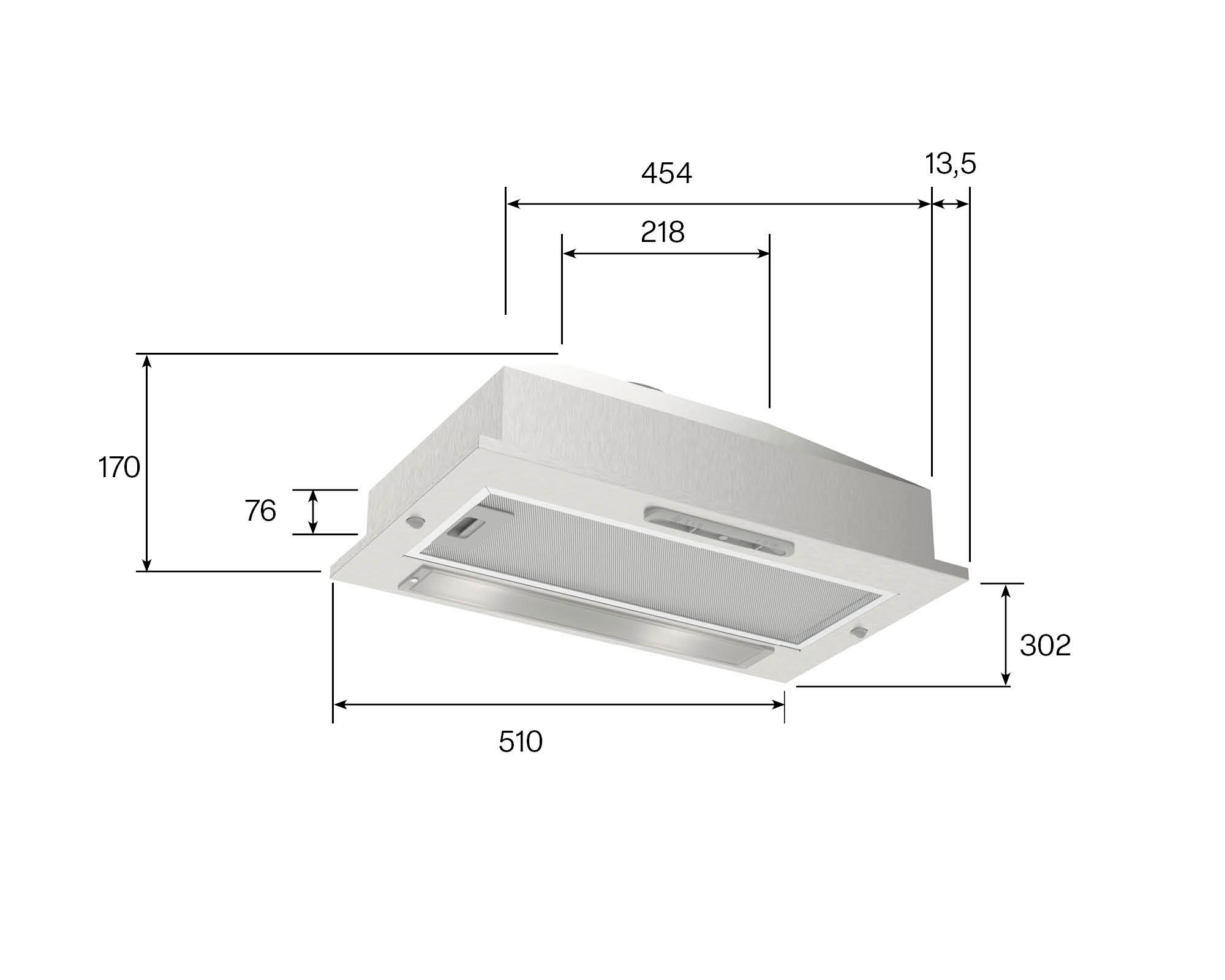 Grupo filtrante CATA Campana Extractora Encastrable con 2 velocidades 51 cm 390 m/h inox clase C - 3