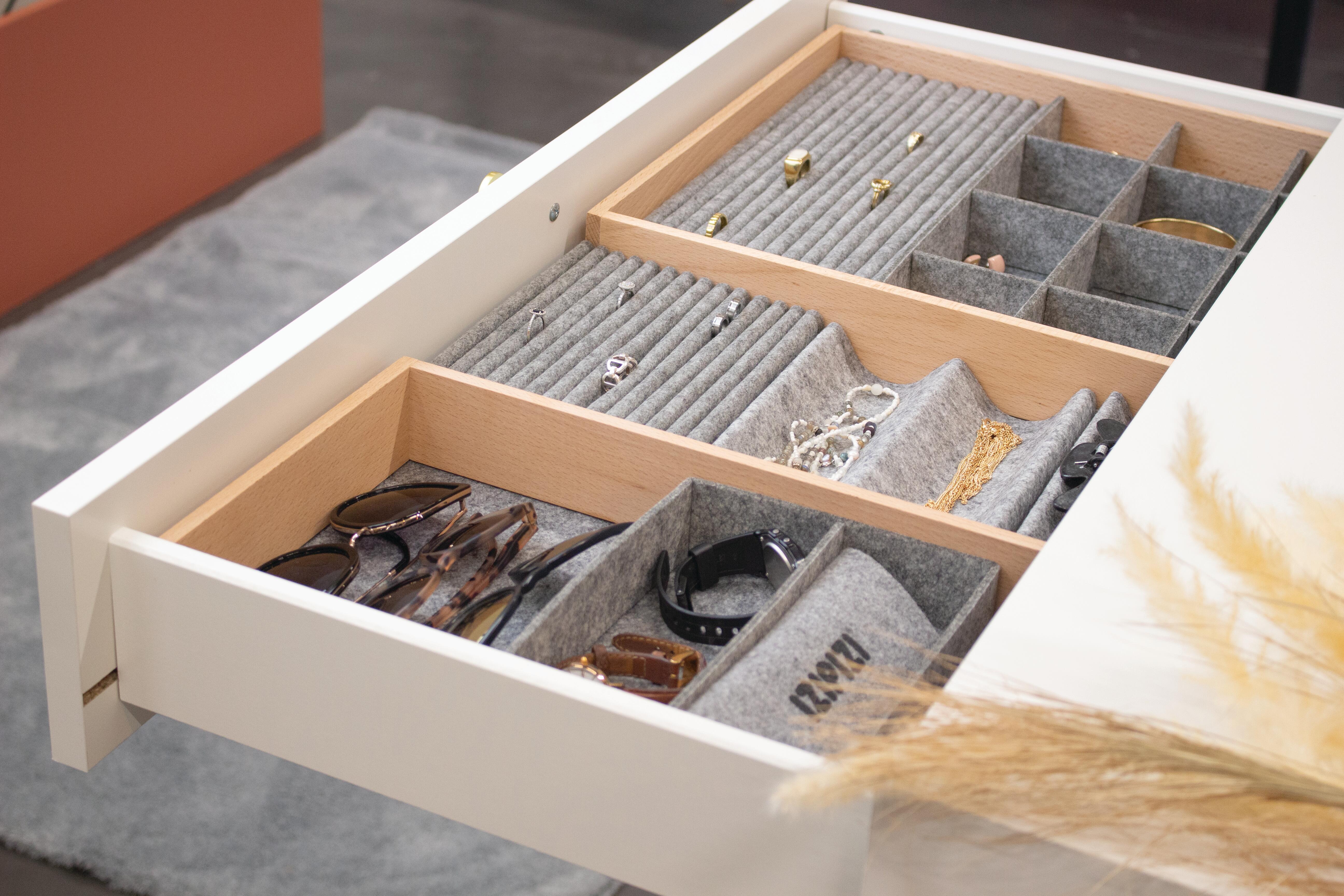 Organiseur SPACEO Evo'M redécoupable, pour tiroir 80cm, bijoux et accessoires - 3