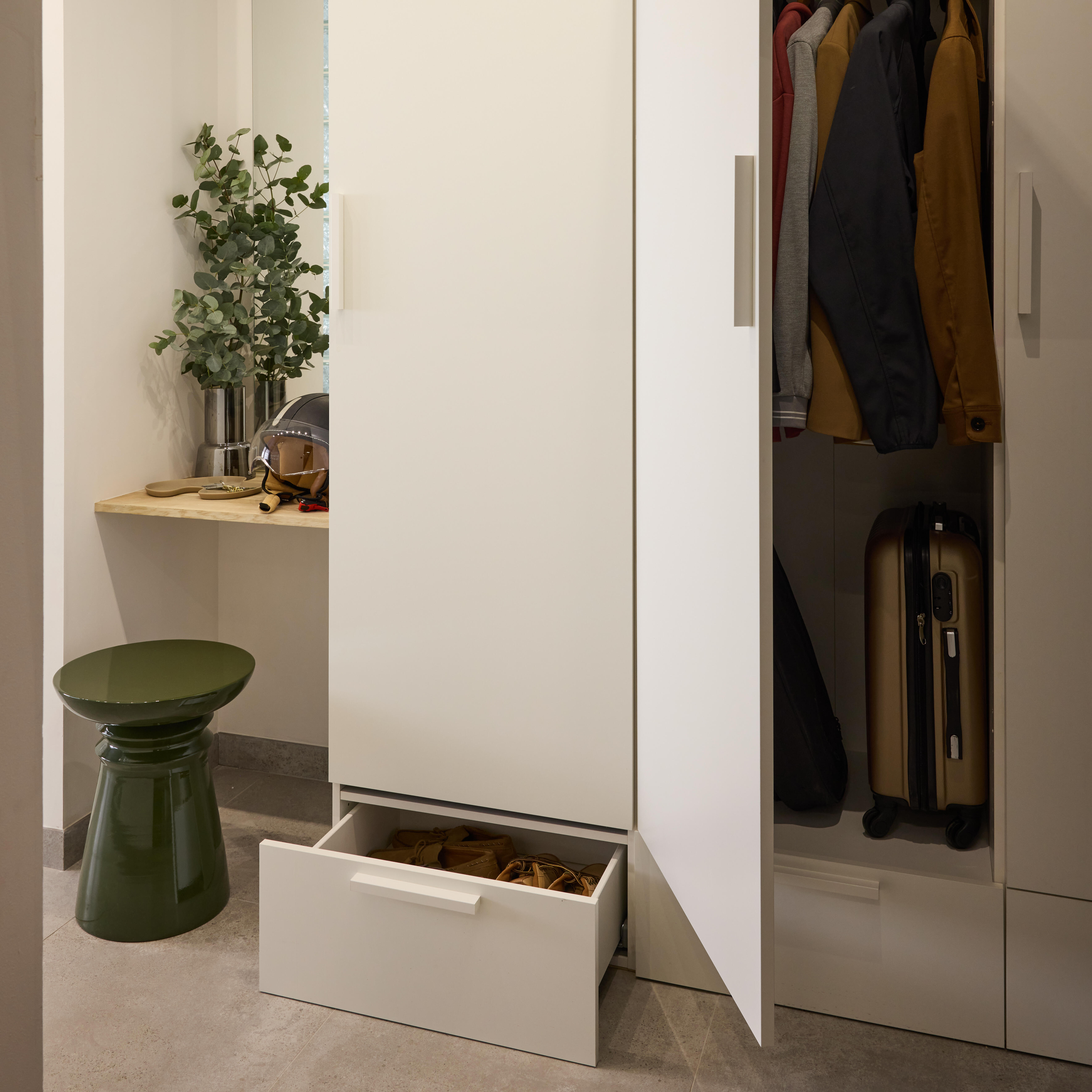 Porta roupeiro de bater Spaceo Evo'M 59.7x204.5cm branco mate - 3