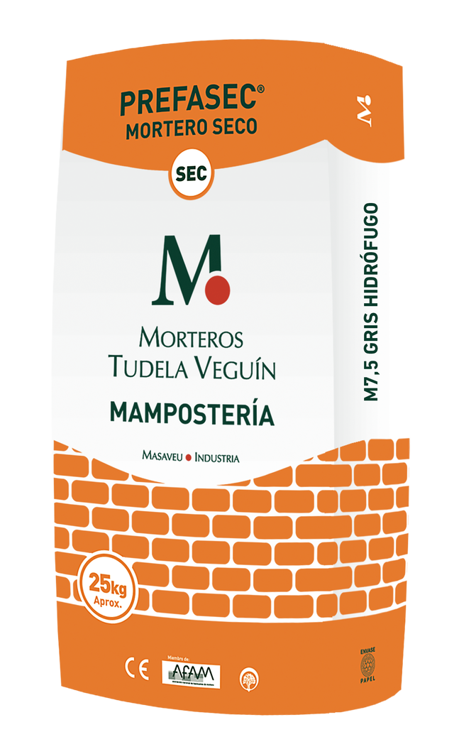 MORTERO SECO MAMPOSTERÃA GRIS M7,5 HIDRÃ“FUGO TUDELA VEGUIN 25 KG