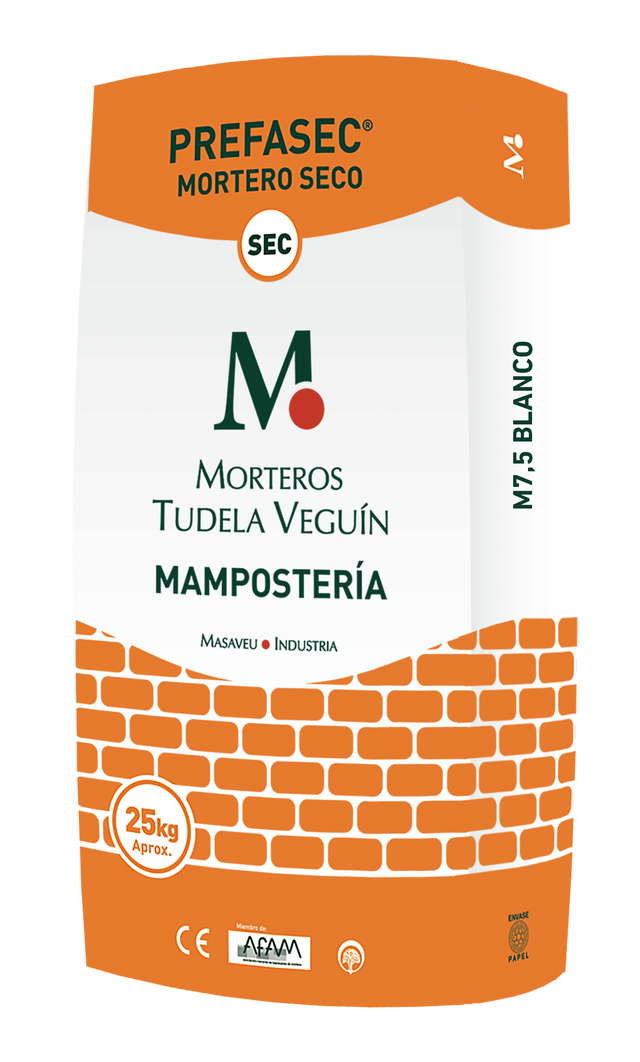 MORTERO SECO MAMPOSTERÃA BLANCO M7,5 HIDRÃ“FUGO TUDELA VEGUIN 25 KG
