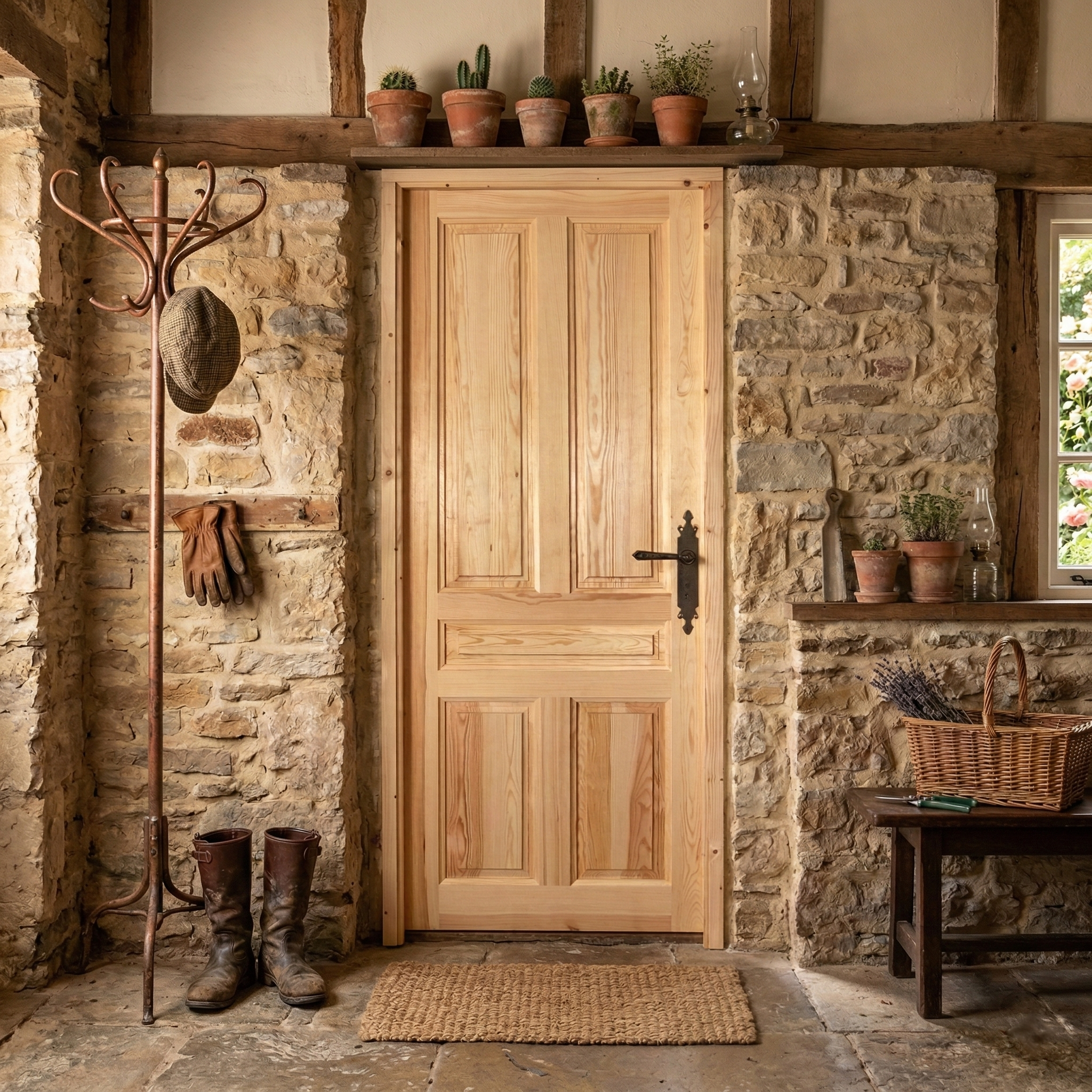  PUERTA INTERIOR EN BLOCK MACIZA PINO 5 PAÑOS 62,5 CM DERECHA                             - 3