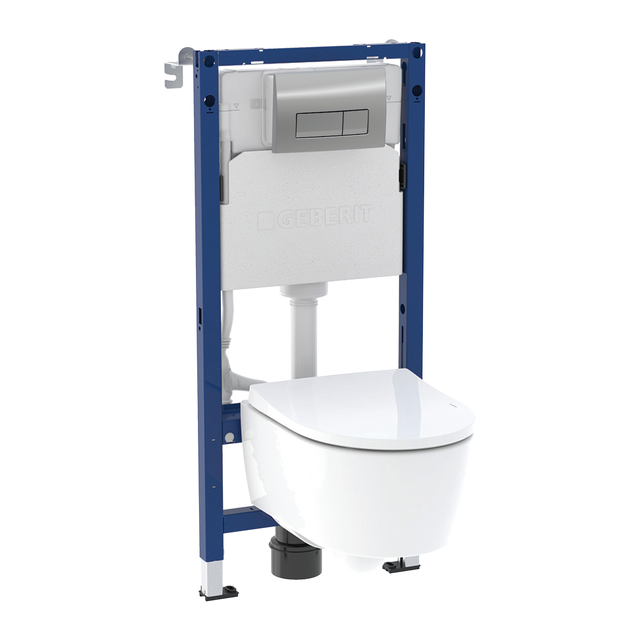 Zestaw podtynkowy WC Naro Mini + miska WC bezkołnierzowa + deska wolnoopadająca + przycisk Delta 50 chrom Geberit