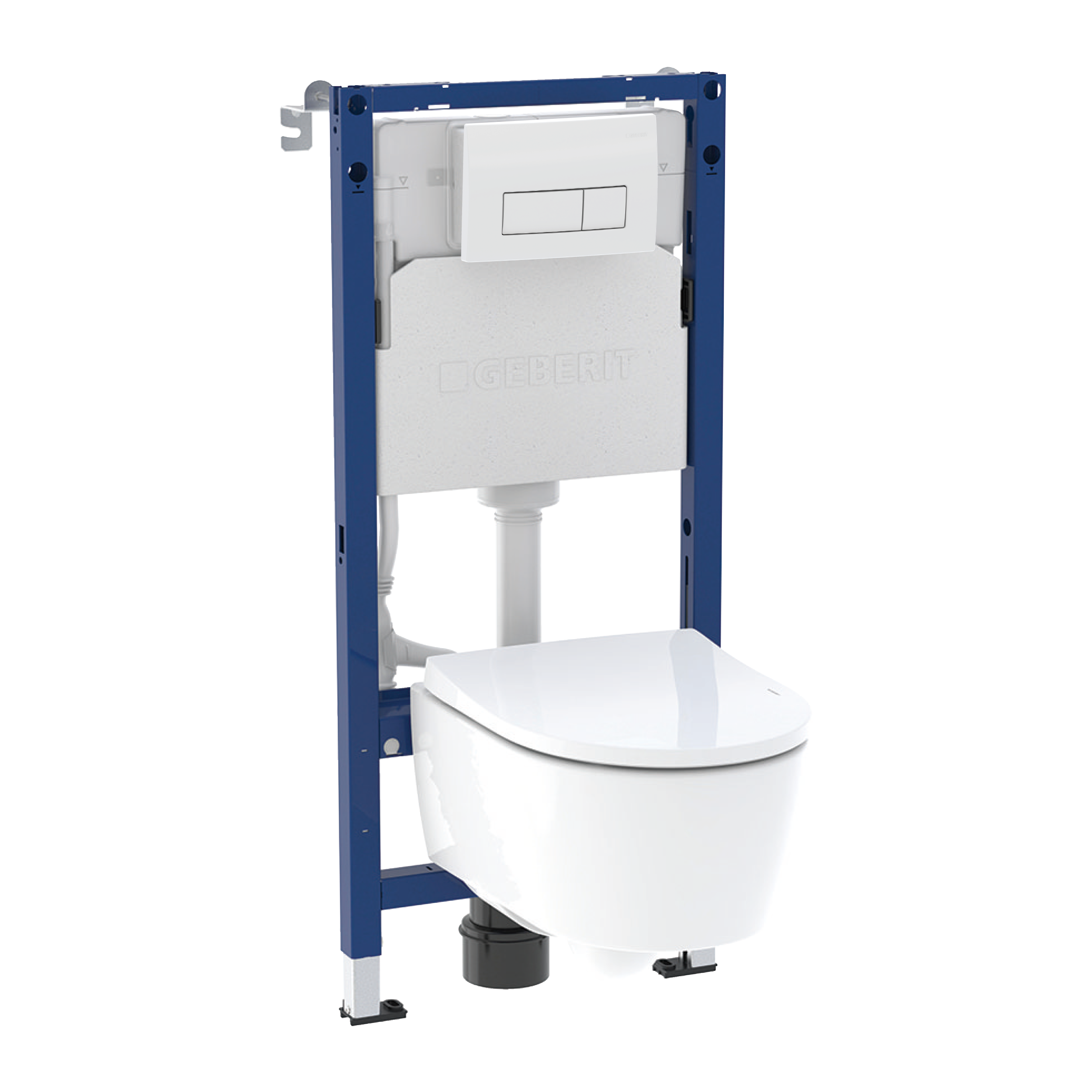 Zestaw podtynkowy WC Naro Mini + miska WC bezkołnierzowa + deska wolnoopadająca + przycisk Delta 50 biały połysk Geberit