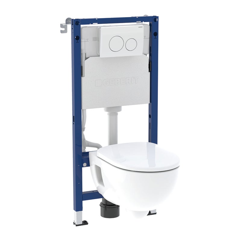 Zestaw podtynkowy WC Libris + miska WC Sand bezkołnierzowa + deska wolnoopadająca + przycisk Delta 20 biały Geberit