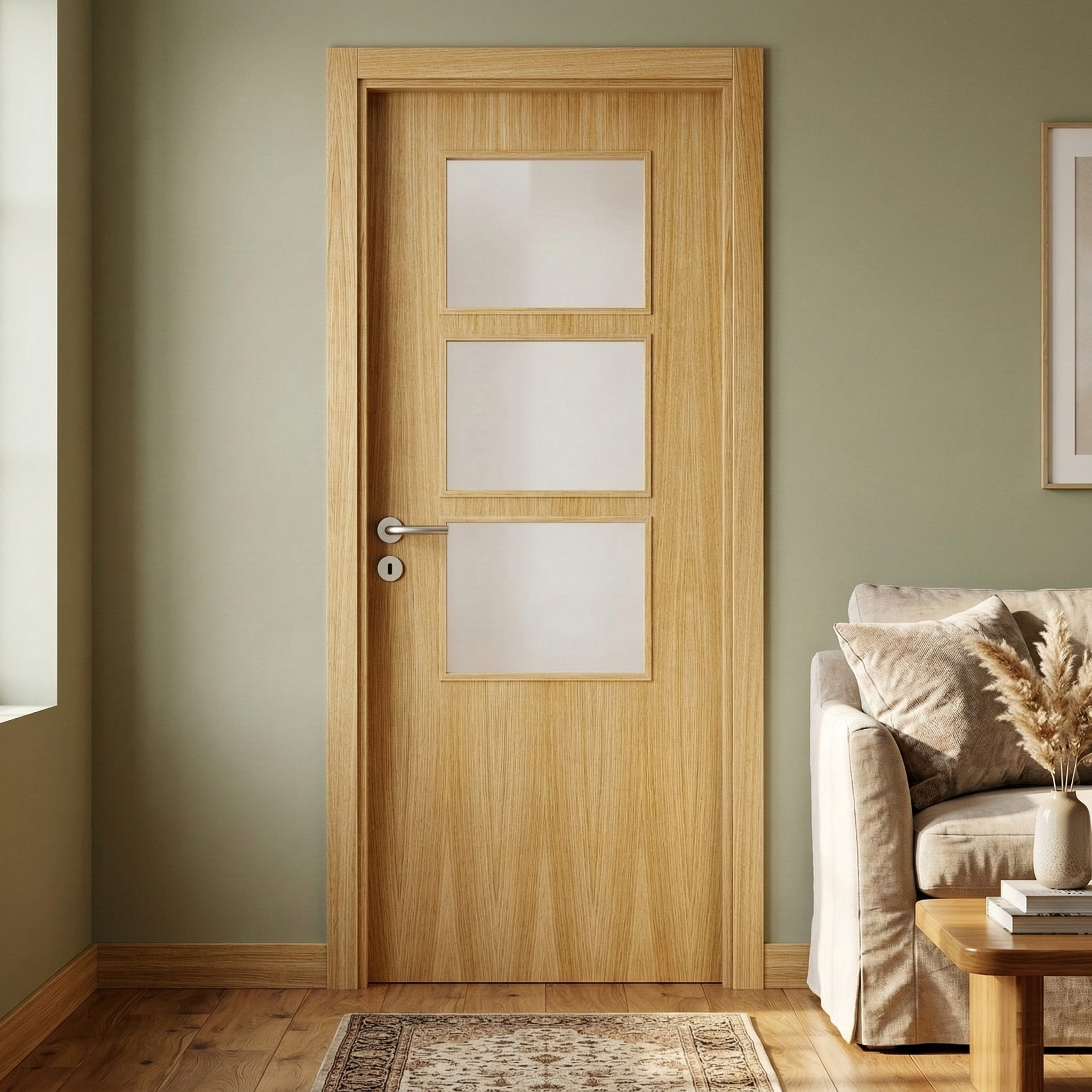 BLOCO DE PORTA CARVALHO ENVERNIZADO C/ ABERTURA PARA VIDROS 200X80CM DIREITA - 2