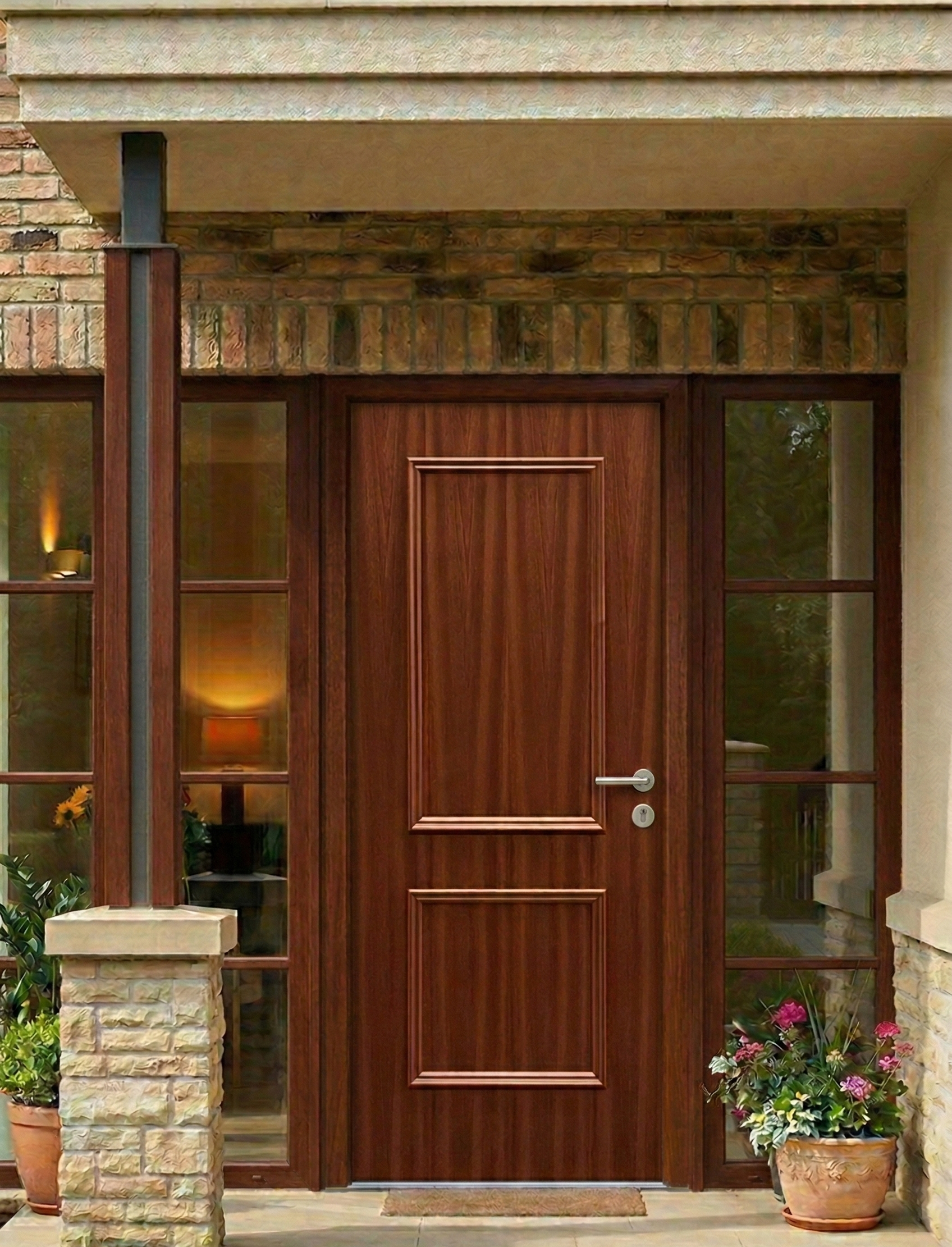 PANEL PUERTA ACORAZADA CARA EXTERIOR RECHAPADO SAPELLY 2 CUADROS  - 2