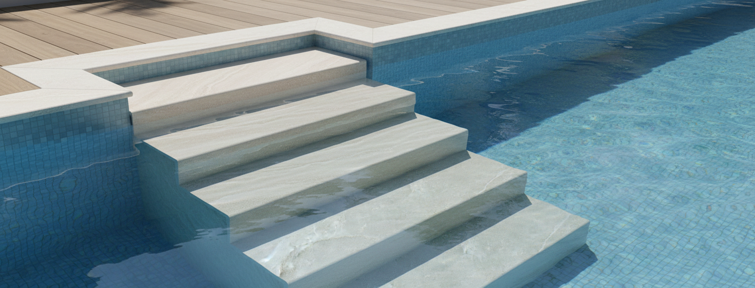 PELDAÑO PORCELÁNICO PARA PISCINA 31.7X62.5CM TER COTTON - 2