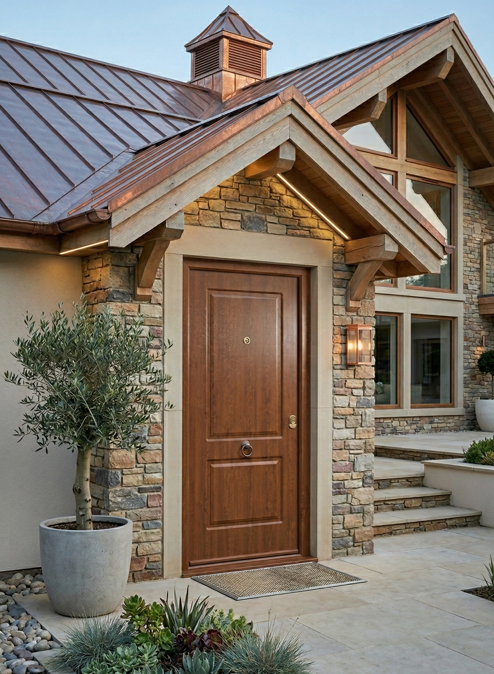 PANEL PUERTA ACORAZADA CARA EXTERIOR PVC MADERA 2 CUADROS - 2