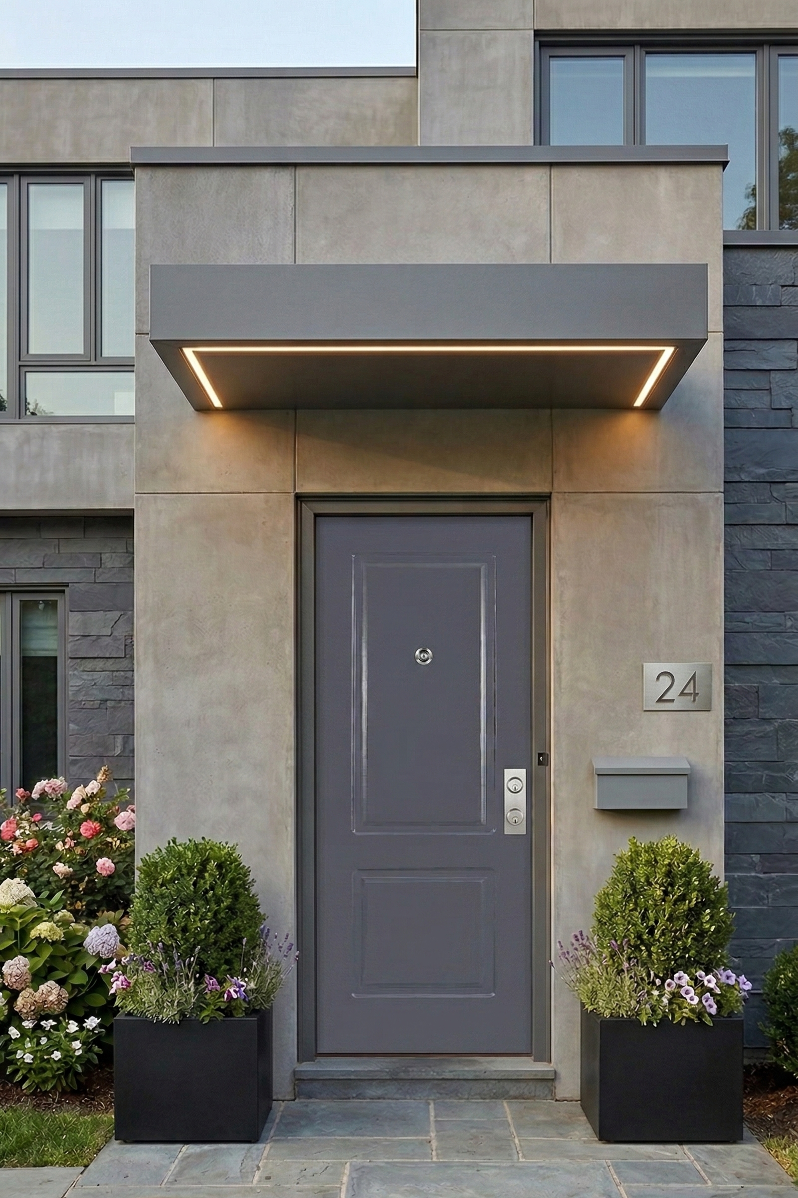 PANEL PUERTA ACORAZADA CARA EXTERIOR PVC GRIS 2 CUADROS - 2